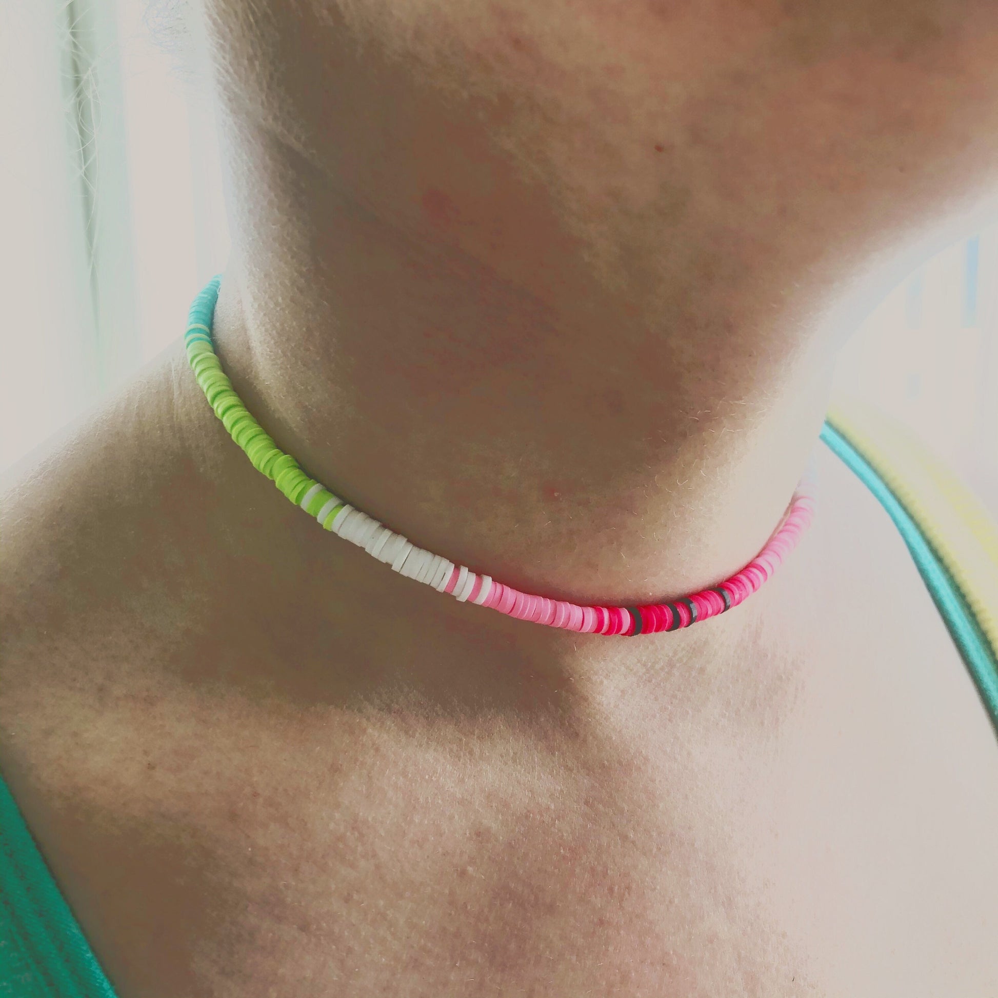 Watermelon Beaded Choker, Choker Necklace, Heishi Choker, Beach Jewelry, SummerStyle Bracelets