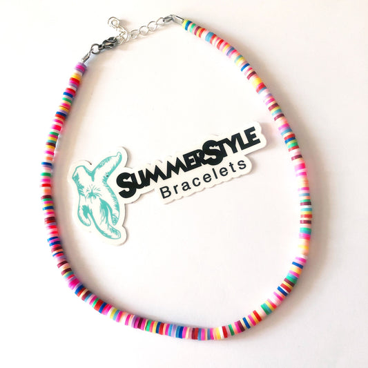 Tropical Rainbow Beaded Choker, Choker Necklace, Heishi Choker, Beach Jewelry, SummerStyle Bracelets