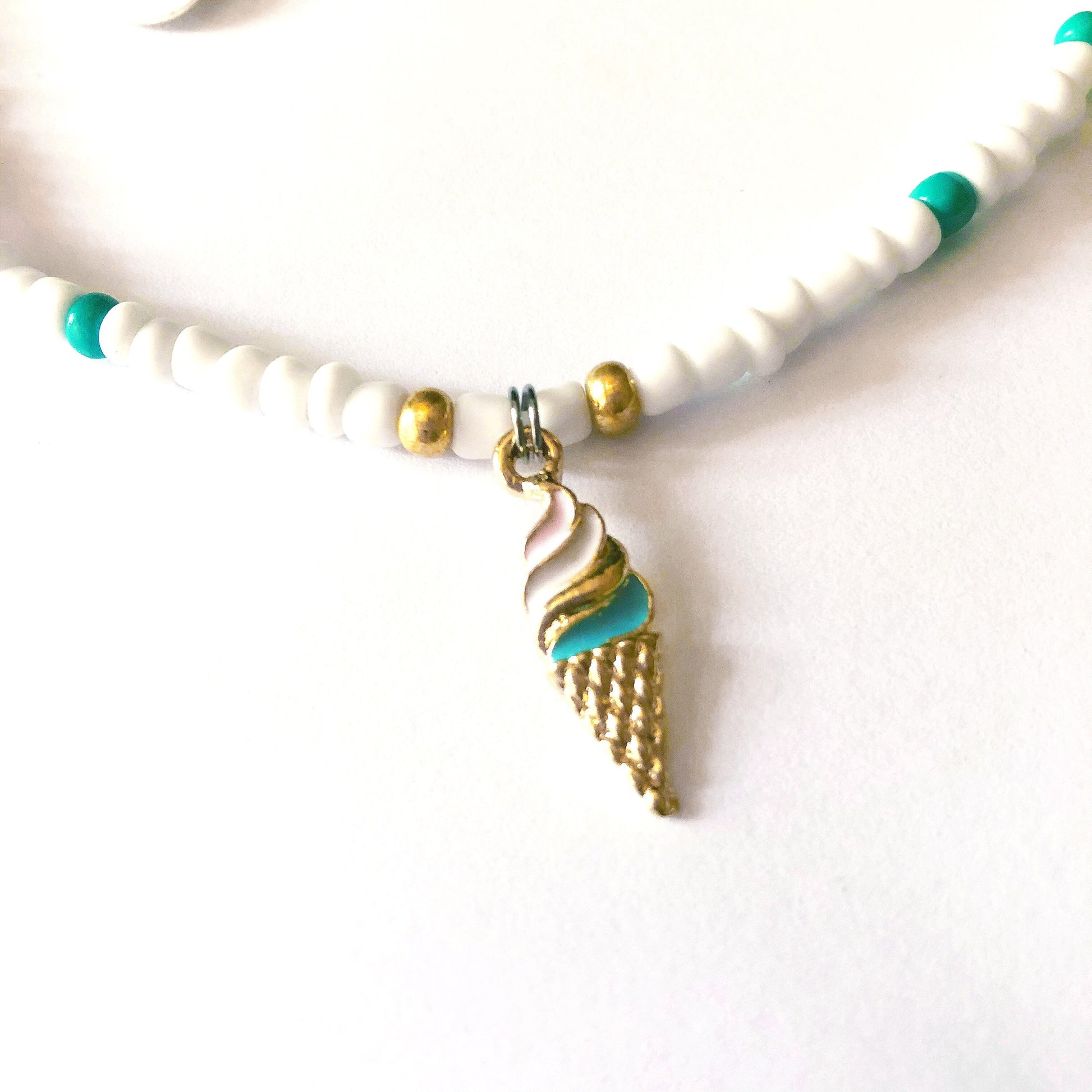 Pastel Ice Cream Cone Beaded Choker, Choker Necklace, Summer Choker, Beach Jewelry, SummerStyle Bracelets