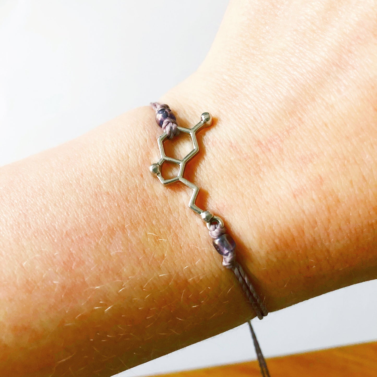 Serotonin Molecule Custom Adjustable Waterproof Bracelet, Molecule Bracelet, Chemistry Jewelry, Wax Cord Bracelet, SummerStyle Bracelets