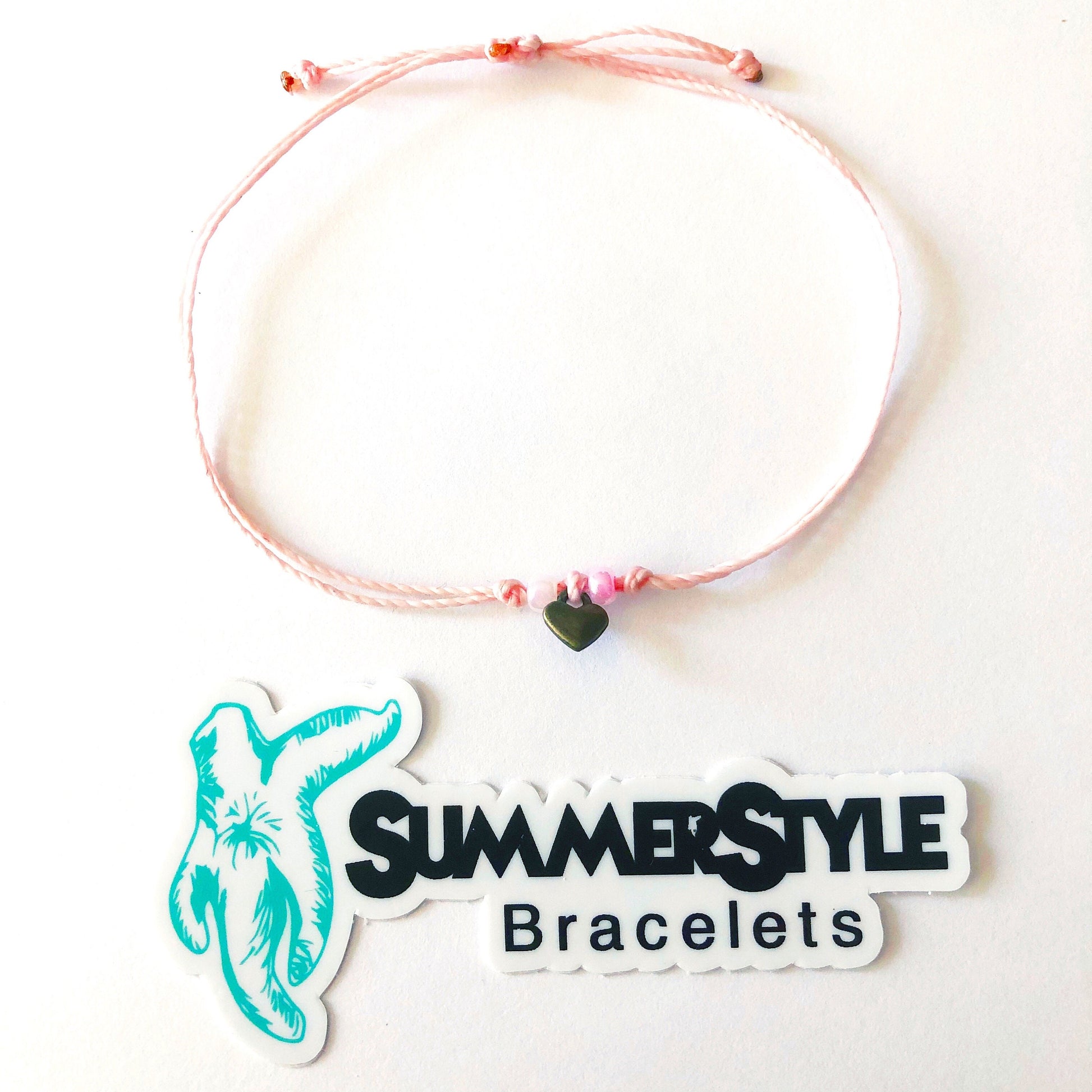 Mini Bronze Heart Custom Adjustable Waterproof Bracelet, Heart Bracelet, Heart Jewelry, Wax Cord Bracelet, SummerStyle Bracelets