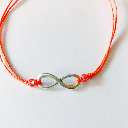 Silver Infinity Custom Adjustable Waterproof Bracelet, Infinity Bracelet, Infinity Jewelry, Wax Cord Bracelet, SummerStyle Bracelets