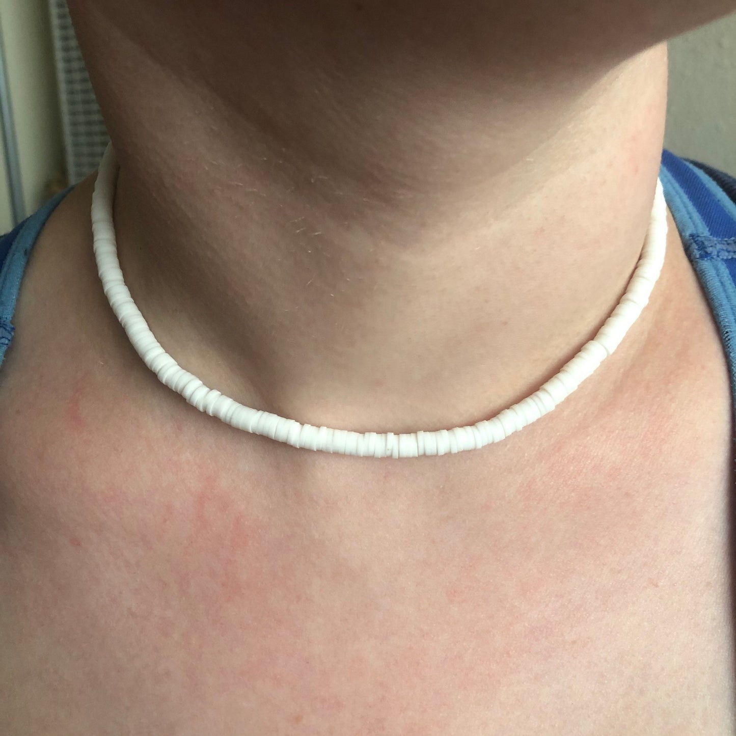 Tropical White Beaded Choker, Choker Necklace, Heishi Choker, Beach Jewelry, SummerStyle Bracelets