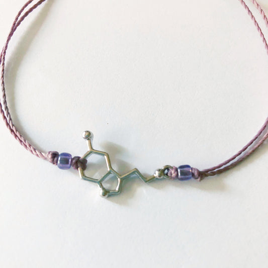 Serotonin Molecule Custom Adjustable Waterproof Bracelet, Molecule Bracelet, Chemistry Jewelry, Wax Cord Bracelet, SummerStyle Bracelets