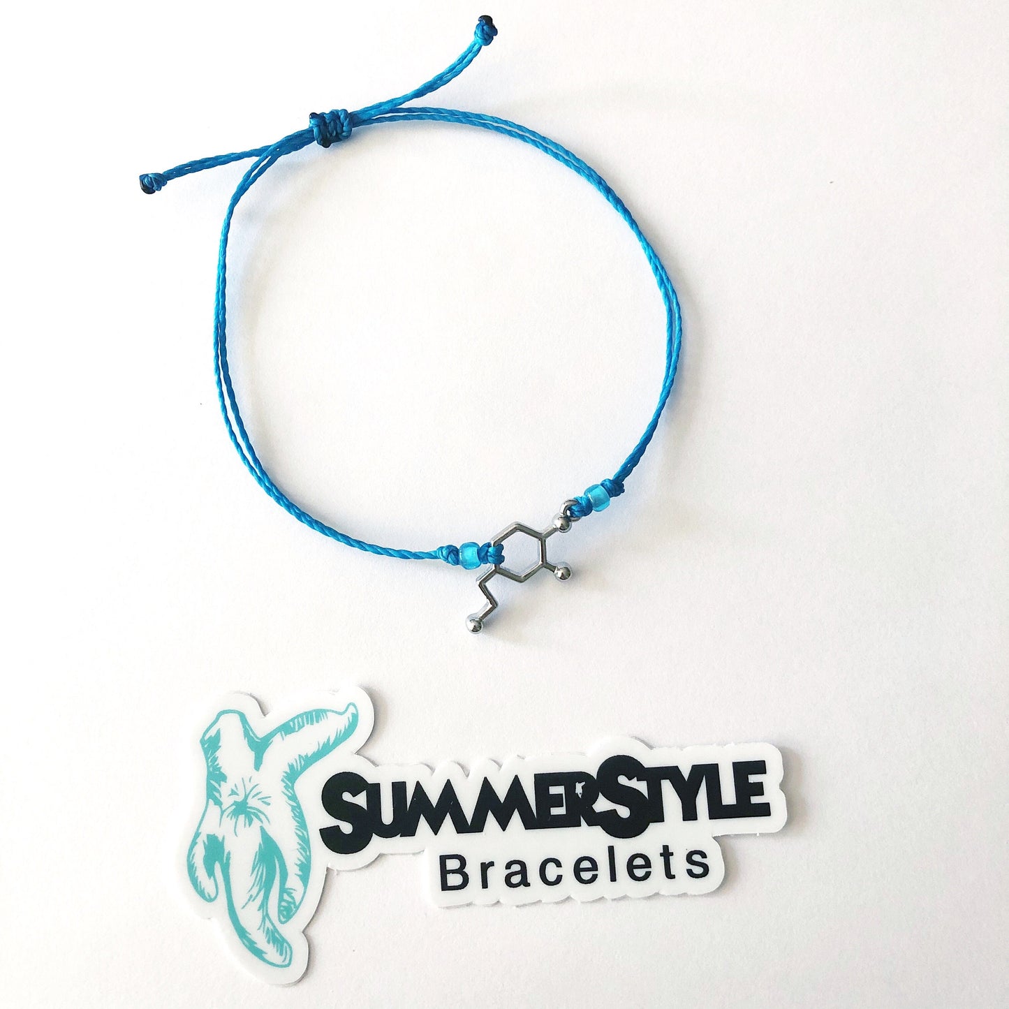 Dopamine Molecule Custom Adjustable Waterproof Bracelet, Molecule Bracelet, Chemistry Jewelry, Wax Cord Bracelet, SummerStyle Bracelets