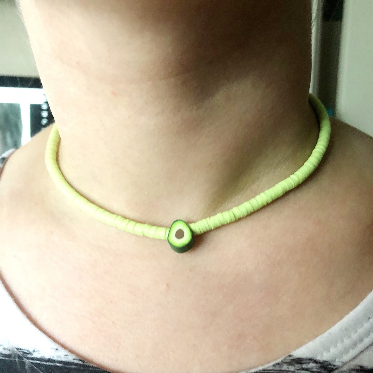 It’s an Avocado Beaded Choker, Choker Necklace, Heishi Choker, Avocado Jewelry, SummerStyle Bracelets