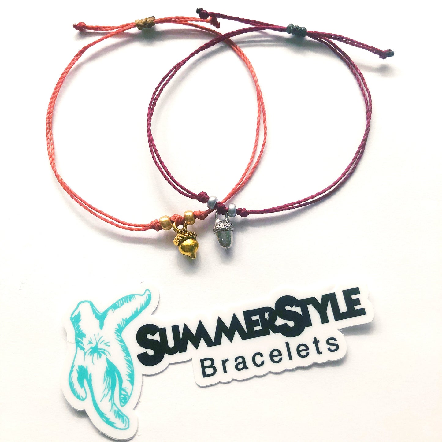 LIMITED EDITION Fall Acorn Adjustable Waterproof Bracelet, Acorn Bracelet, Autumn Jewelry, Wax Cord Bracelet, SummerStyle Bracelets