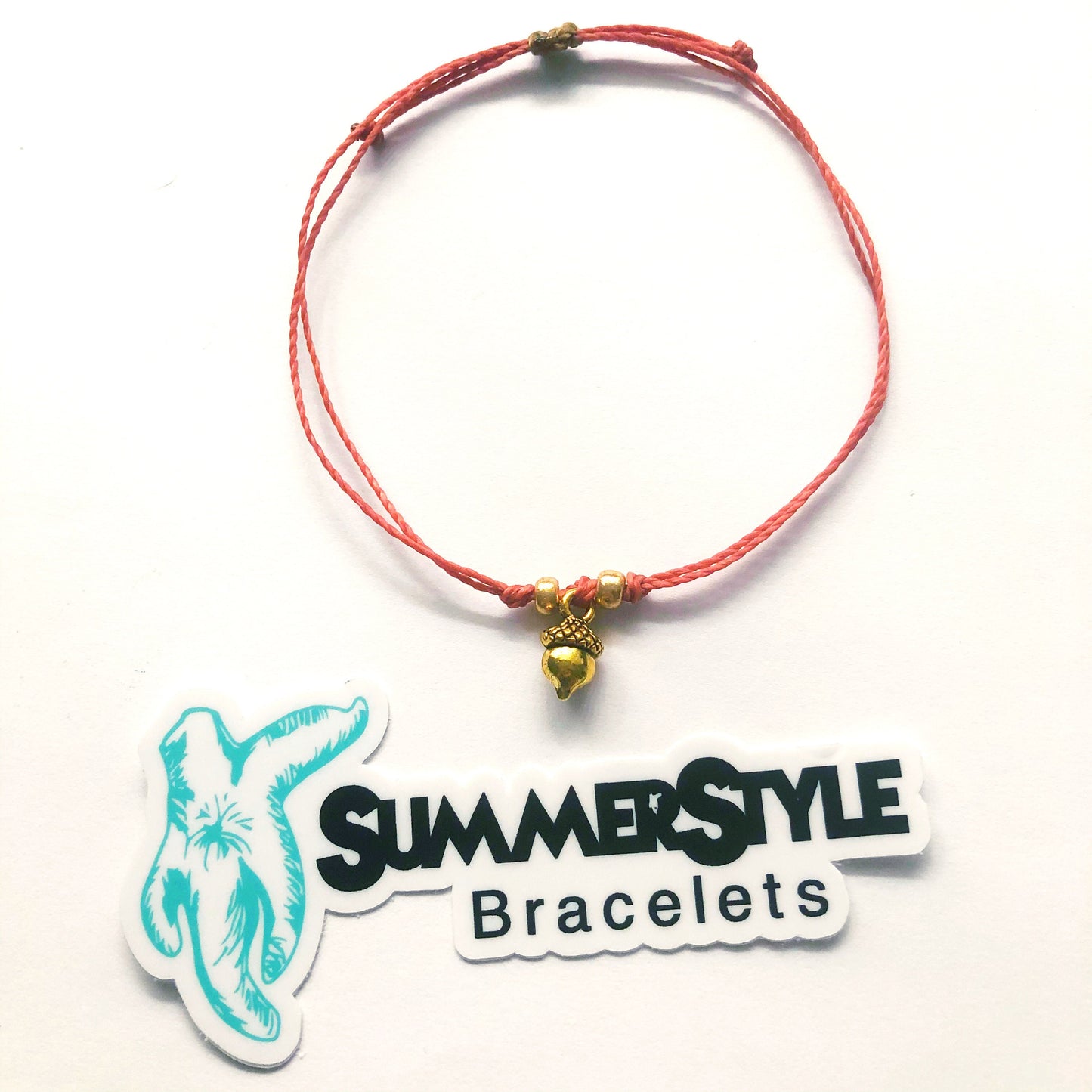 LIMITED EDITION Fall Acorn Adjustable Waterproof Bracelet, Acorn Bracelet, Autumn Jewelry, Wax Cord Bracelet, SummerStyle Bracelets