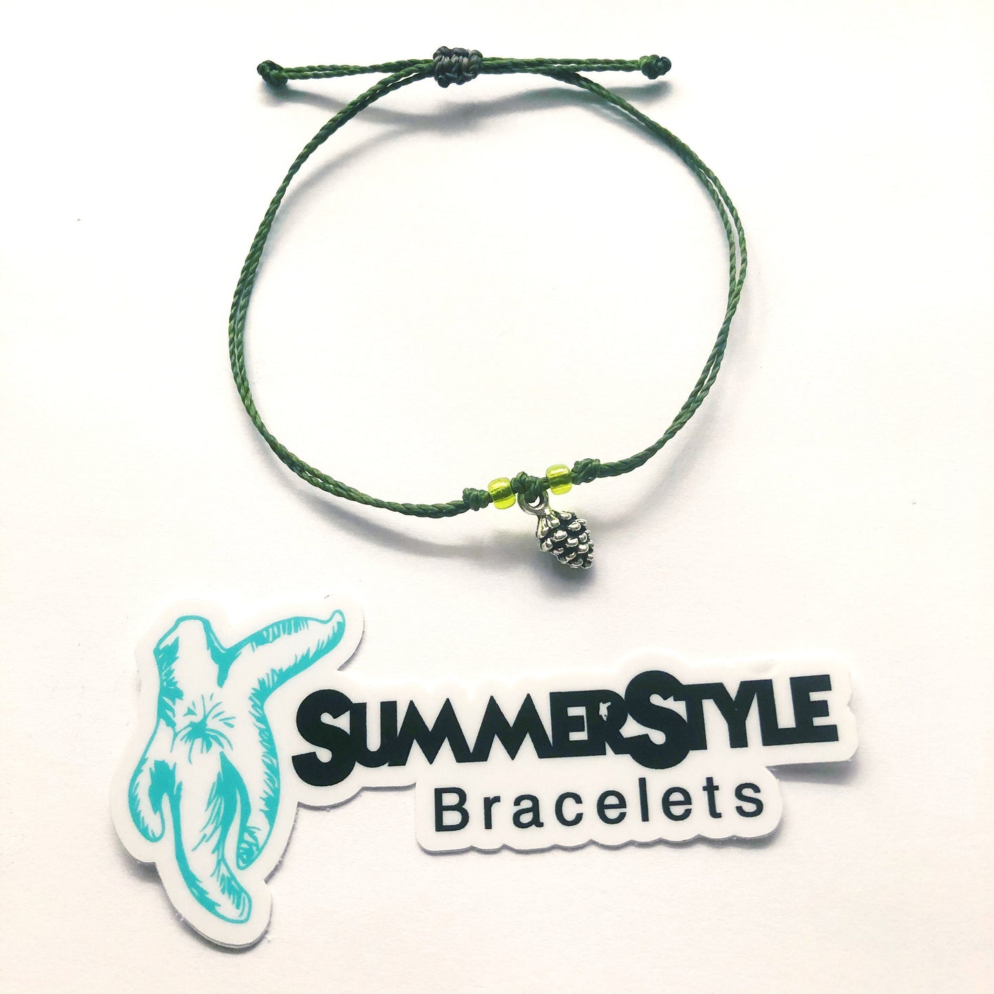 LIMITED EDITION Fall Pinecone Adjustable Waterproof Bracelet, Autumn Jewelry, Wax Cord Bracelet, SummerStyle Bracelets