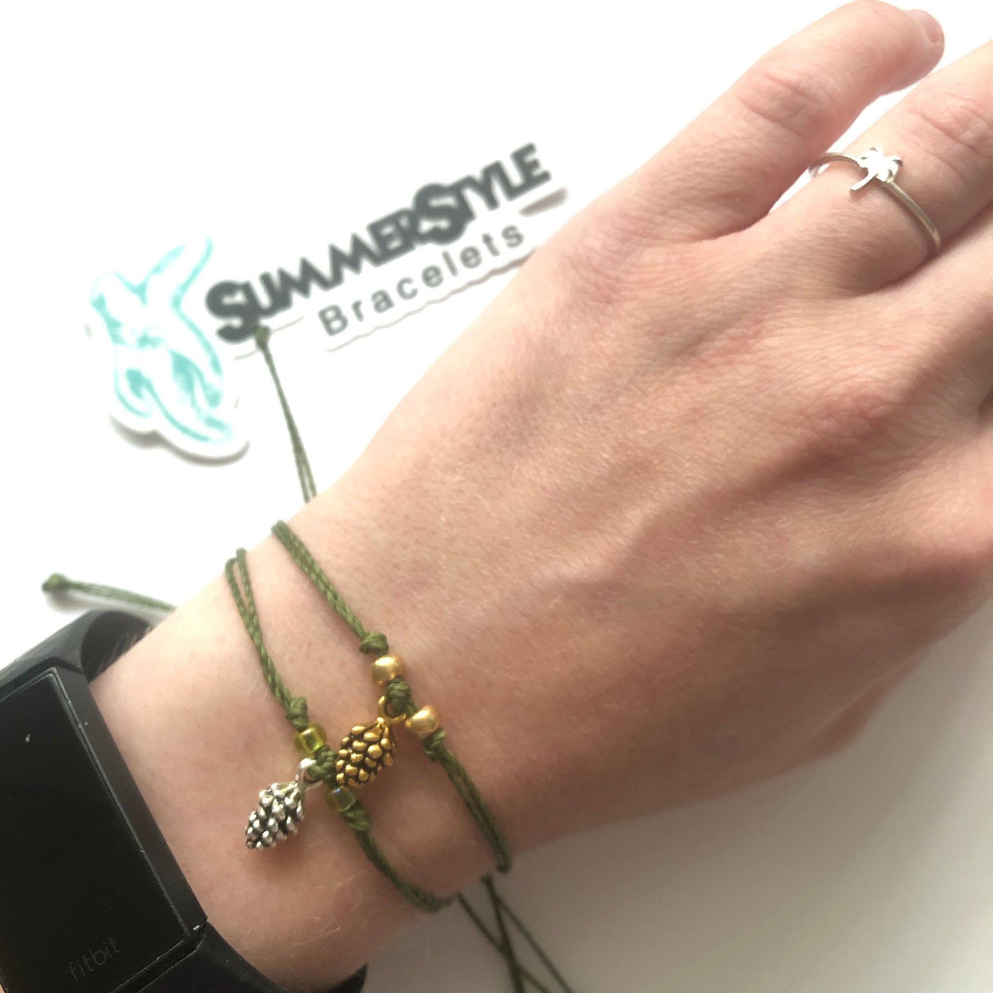 LIMITED EDITION Fall Pinecone Adjustable Waterproof Bracelet, Autumn Jewelry, Wax Cord Bracelet, SummerStyle Bracelets