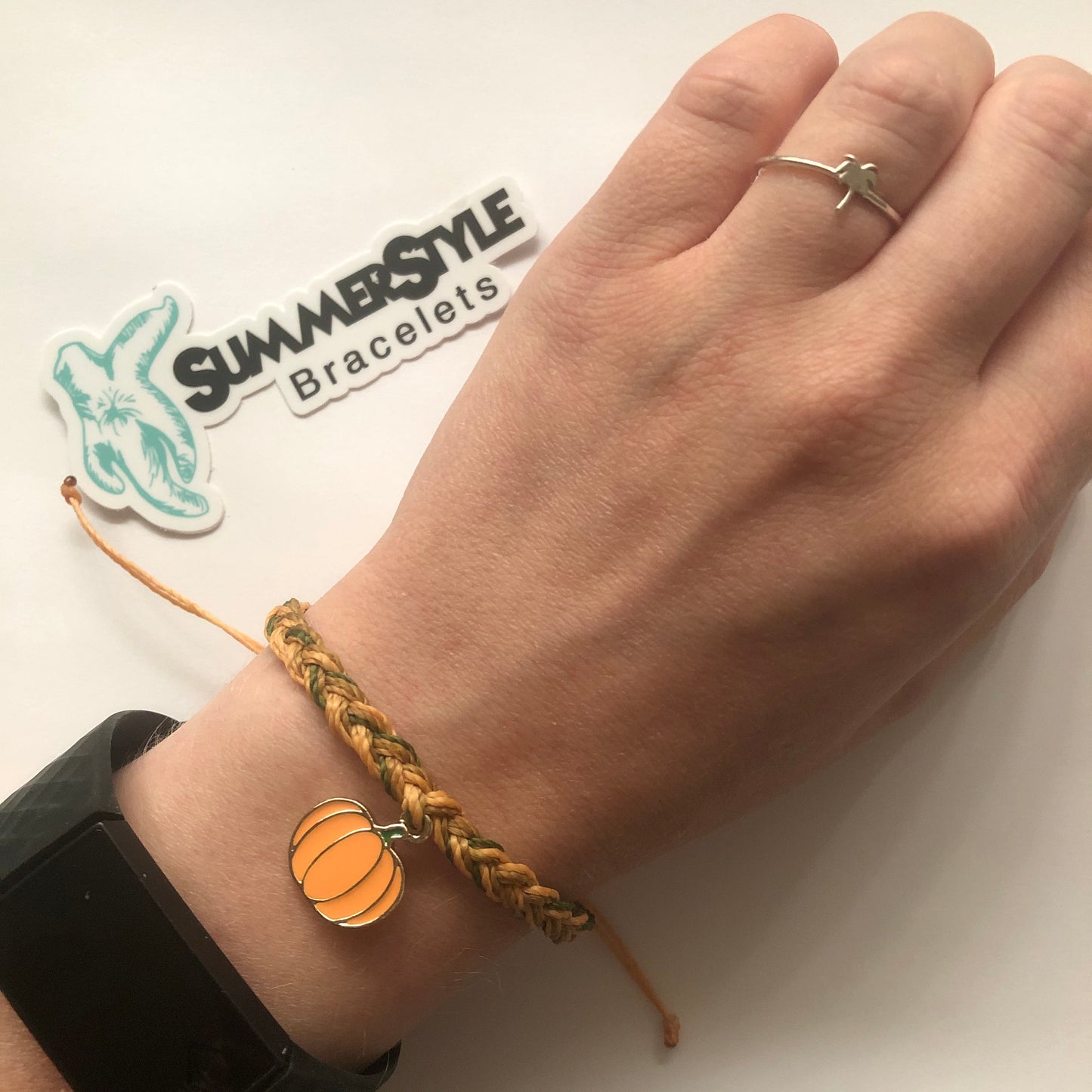 Braided Pumpkin Adjustable Waterproof Bracelet, Pumpkin Bracelet, Autumn Jewelry, Wax Cord Bracelet, SummerStyle Bracelets