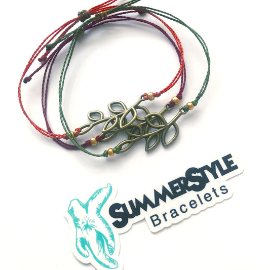 Fall Branch Adjustable Waterproof Bracelet | Branch Bracelet | Autumn Jewelry | Wax Cord Bracelet | SummerStyle Bracelets