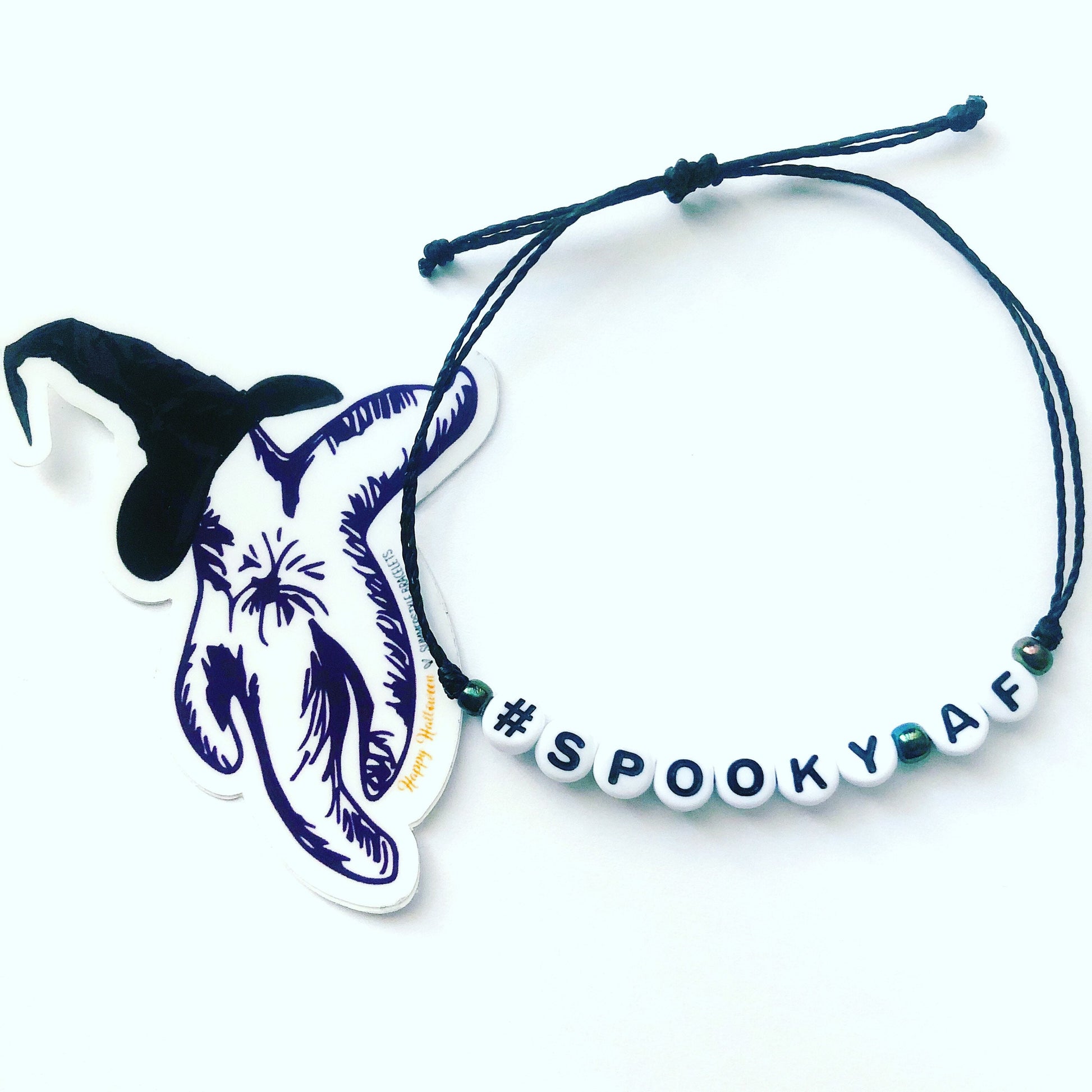 HALLOWEEN #SpookyAF Adjustable Waterproof Bracelet, Spooky Season Bracelet, Alpha Bracelet, Halloween Jewelry, SummerStyle Bracelets