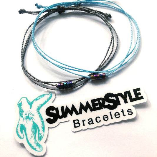 Electroplated Custom Adjustable Waterproof Bracelet, Heishi Bracelet, Oil Slick Bracelet, Wax Cord Bracelet, Waterproof Cord