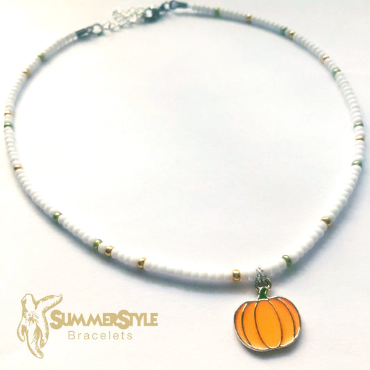 FALL Pumpkin Beaded Choker, Choker Necklace, Seed Bead Choker, Autumn Jewelry, SummerStyle Bracelets