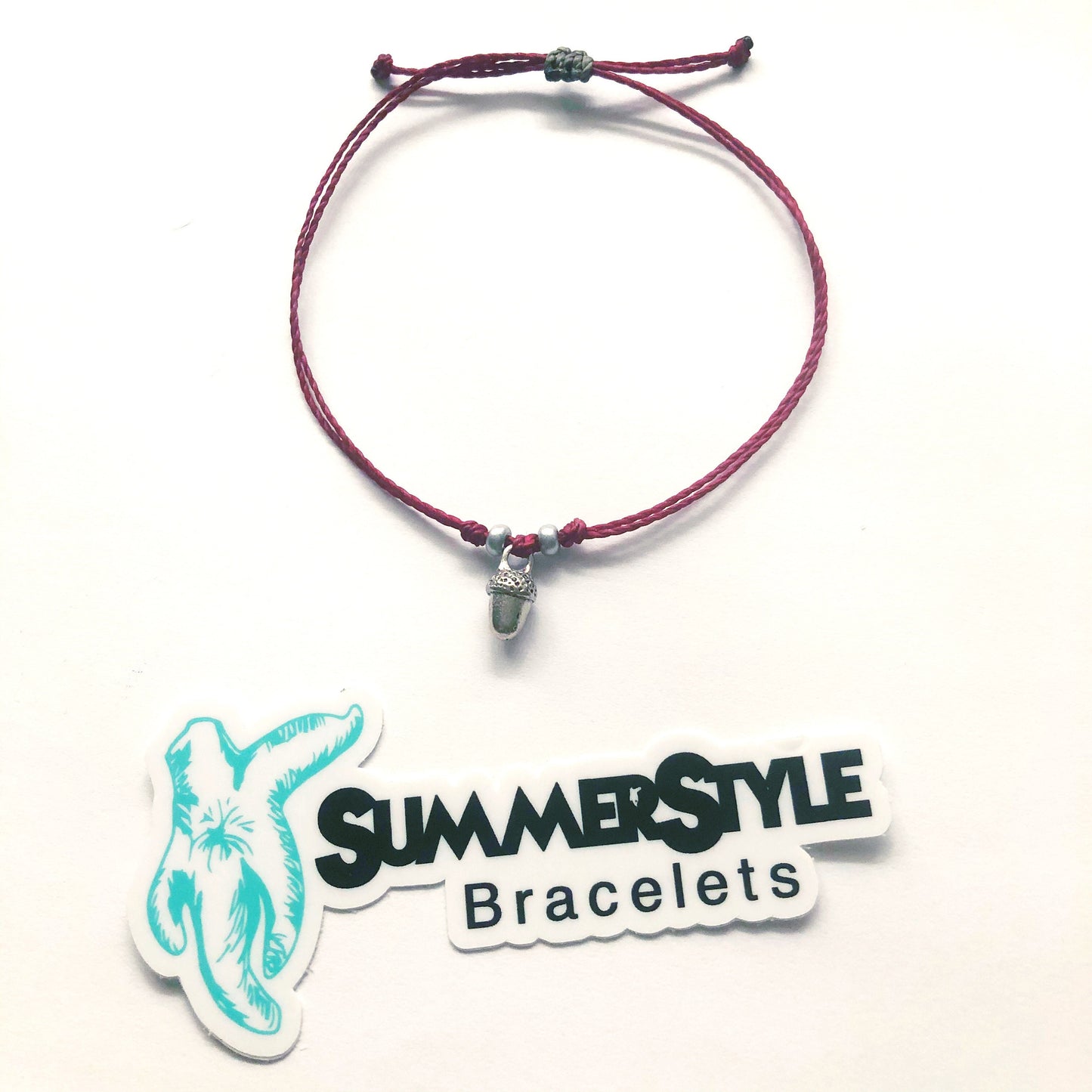 LIMITED EDITION Fall Acorn Adjustable Waterproof Bracelet, Acorn Bracelet, Autumn Jewelry, Wax Cord Bracelet, SummerStyle Bracelets