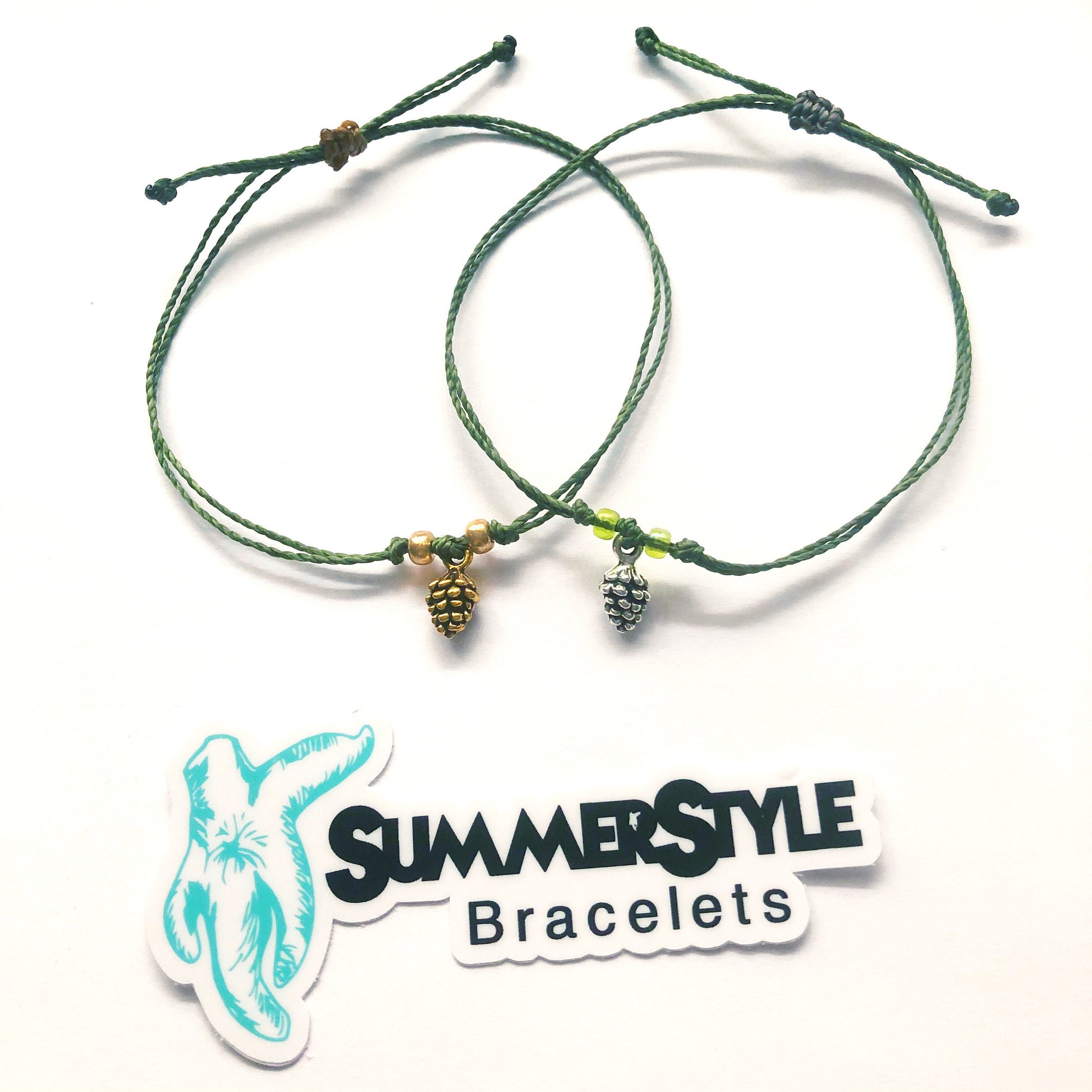 LIMITED EDITION Fall Pinecone Adjustable Waterproof Bracelet, Autumn Jewelry, Wax Cord Bracelet, SummerStyle Bracelets