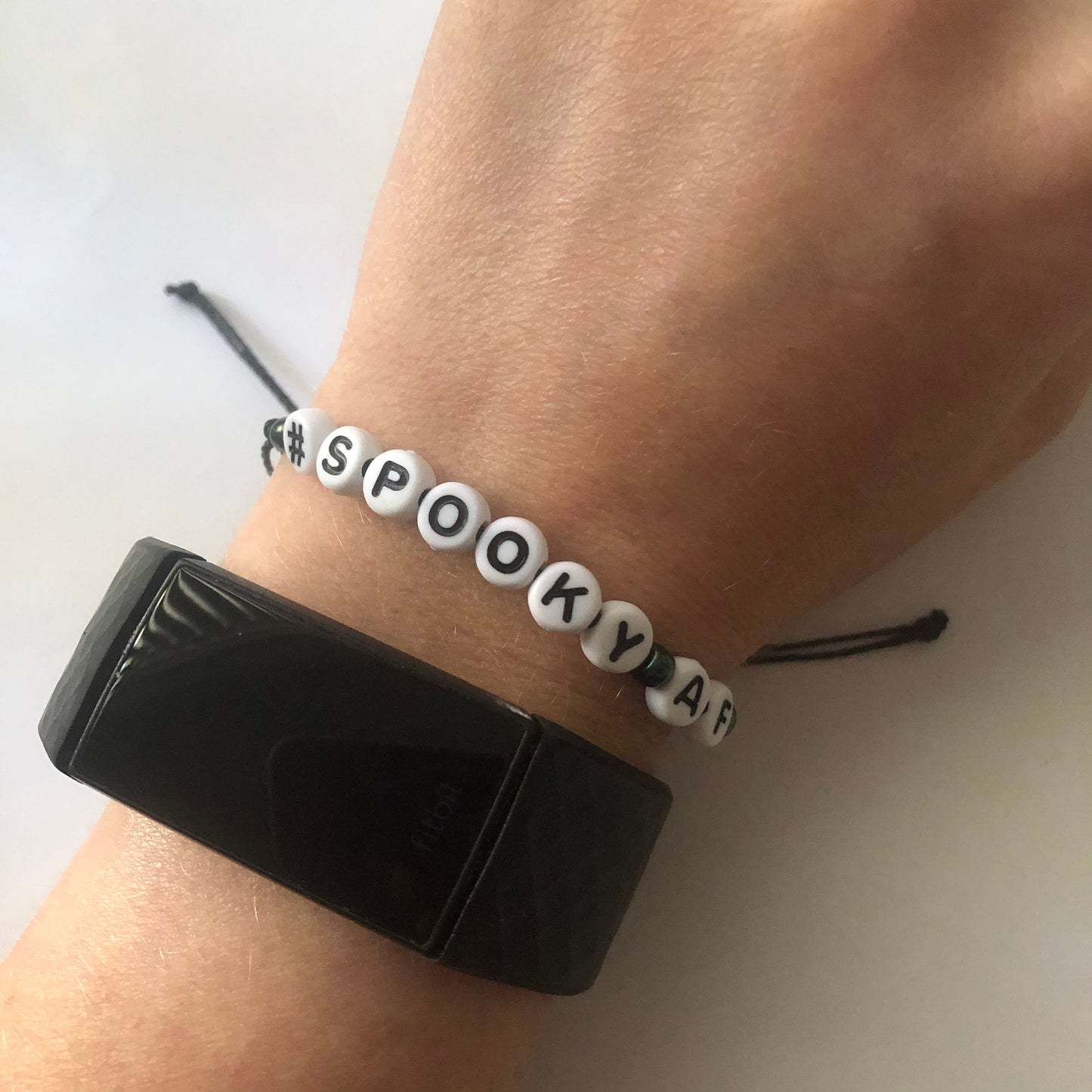 HALLOWEEN #SpookyAF Adjustable Waterproof Bracelet, Spooky Season Bracelet, Alpha Bracelet, Halloween Jewelry, SummerStyle Bracelets