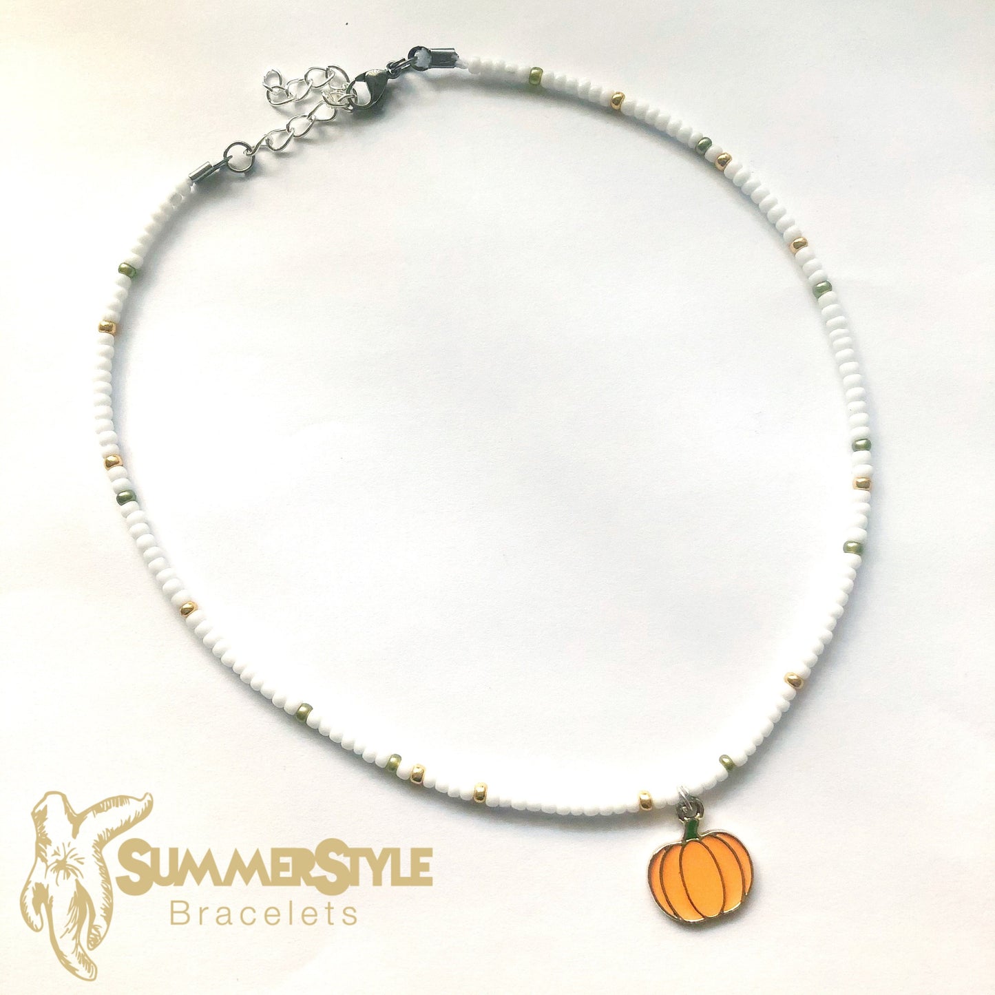 FALL Pumpkin Beaded Choker, Choker Necklace, Seed Bead Choker, Autumn Jewelry, SummerStyle Bracelets