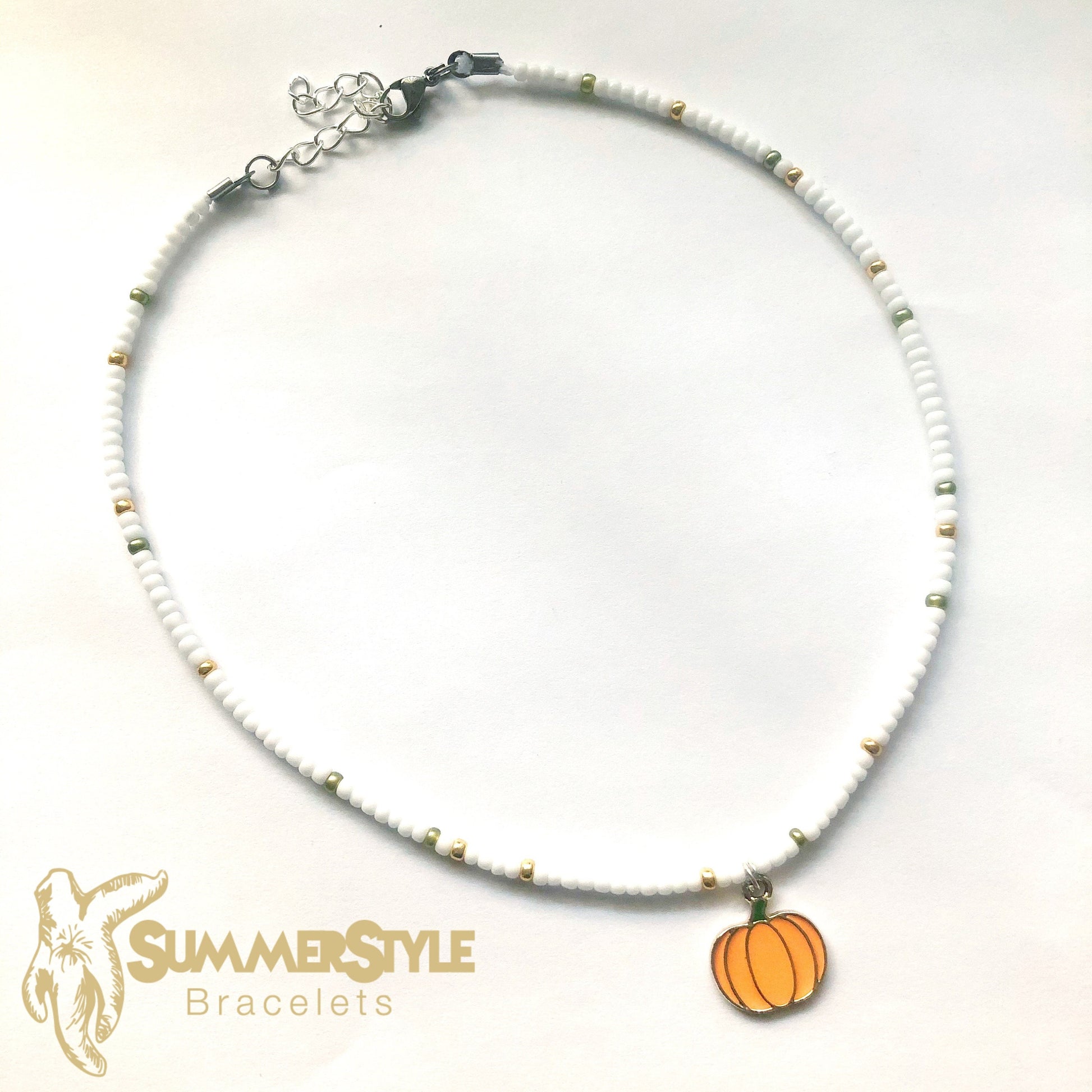 FALL Pumpkin Beaded Choker, Choker Necklace, Seed Bead Choker, Autumn Jewelry, SummerStyle Bracelets