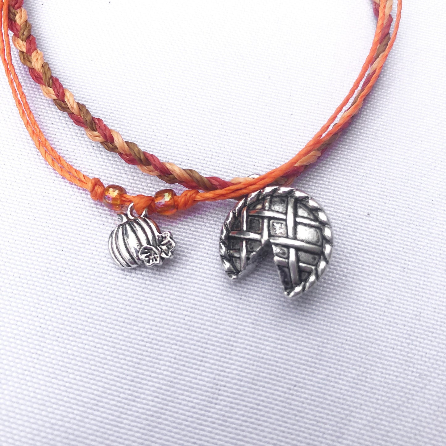 Pumpkin Pie Adjustable Waterproof Bracelet Pack, Pumpkin Bracelet, Pumpkin Jewelry, Wax Cord Bracelet, Waterproof Cord