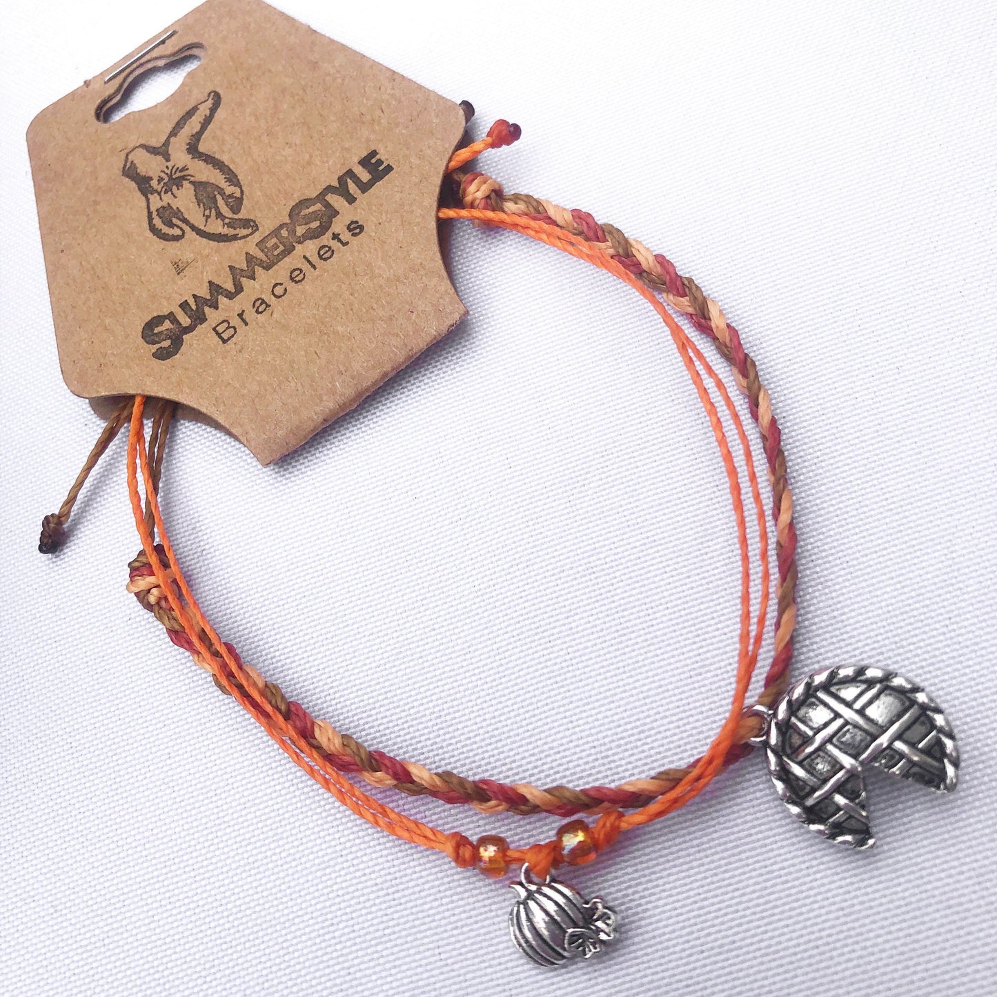 Pumpkin Pie Adjustable Waterproof Bracelet Pack, Pumpkin Bracelet, Pumpkin Jewelry, Wax Cord Bracelet, Waterproof Cord