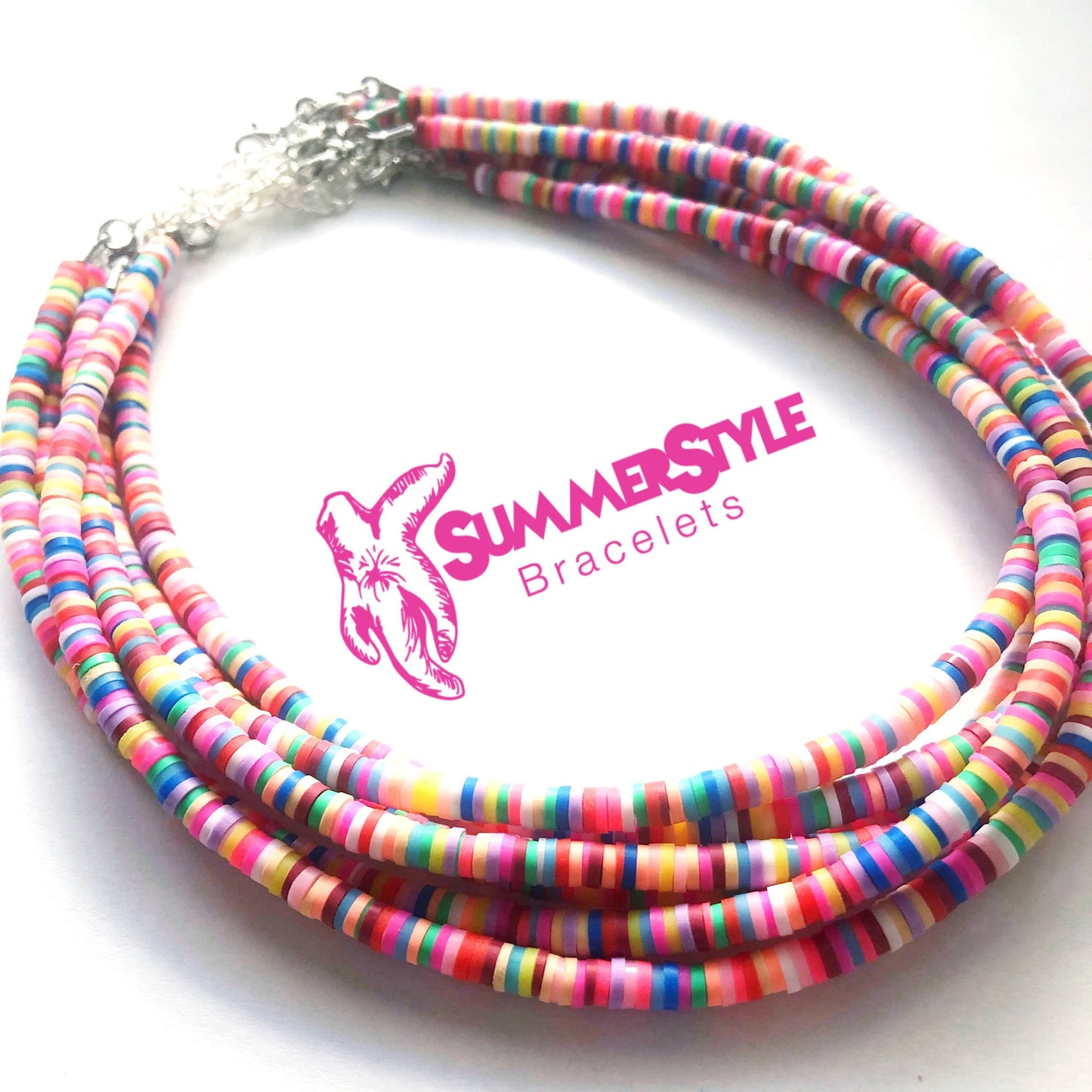 Tropical Rainbow Beaded Choker, Choker Necklace, Heishi Choker, Beach Jewelry, SummerStyle Bracelets