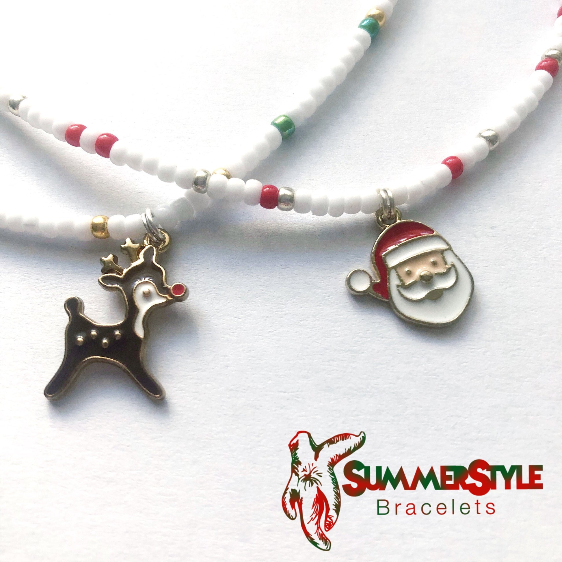 Santa & Reindeer Beaded Choker | Choker Necklace | Christmas Necklace | Christmas Jewelry