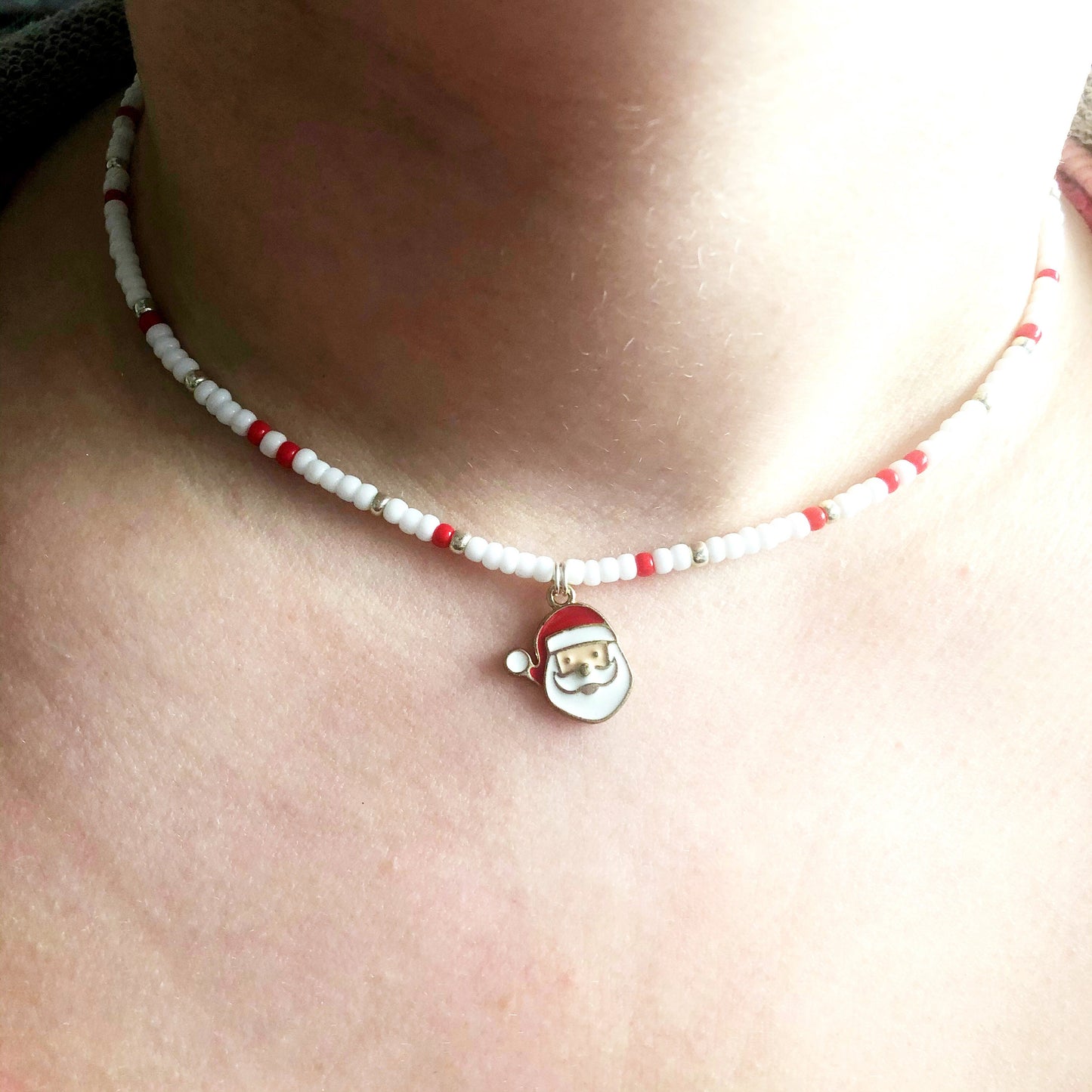 Santa & Reindeer Beaded Choker | Choker Necklace | Christmas Necklace | Christmas Jewelry