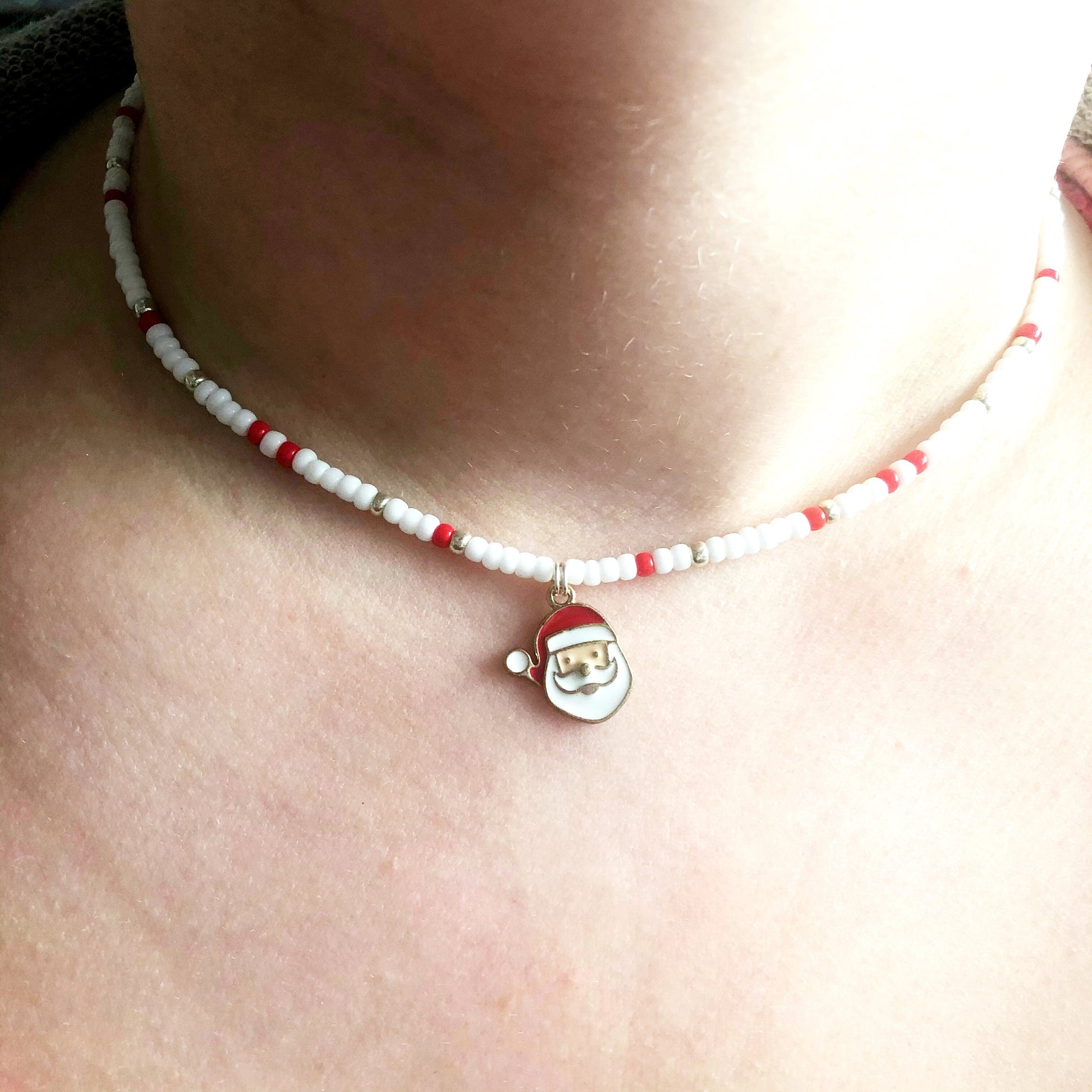 Santa & Reindeer Beaded Choker | Choker Necklace | Christmas Necklace | Christmas Jewelry