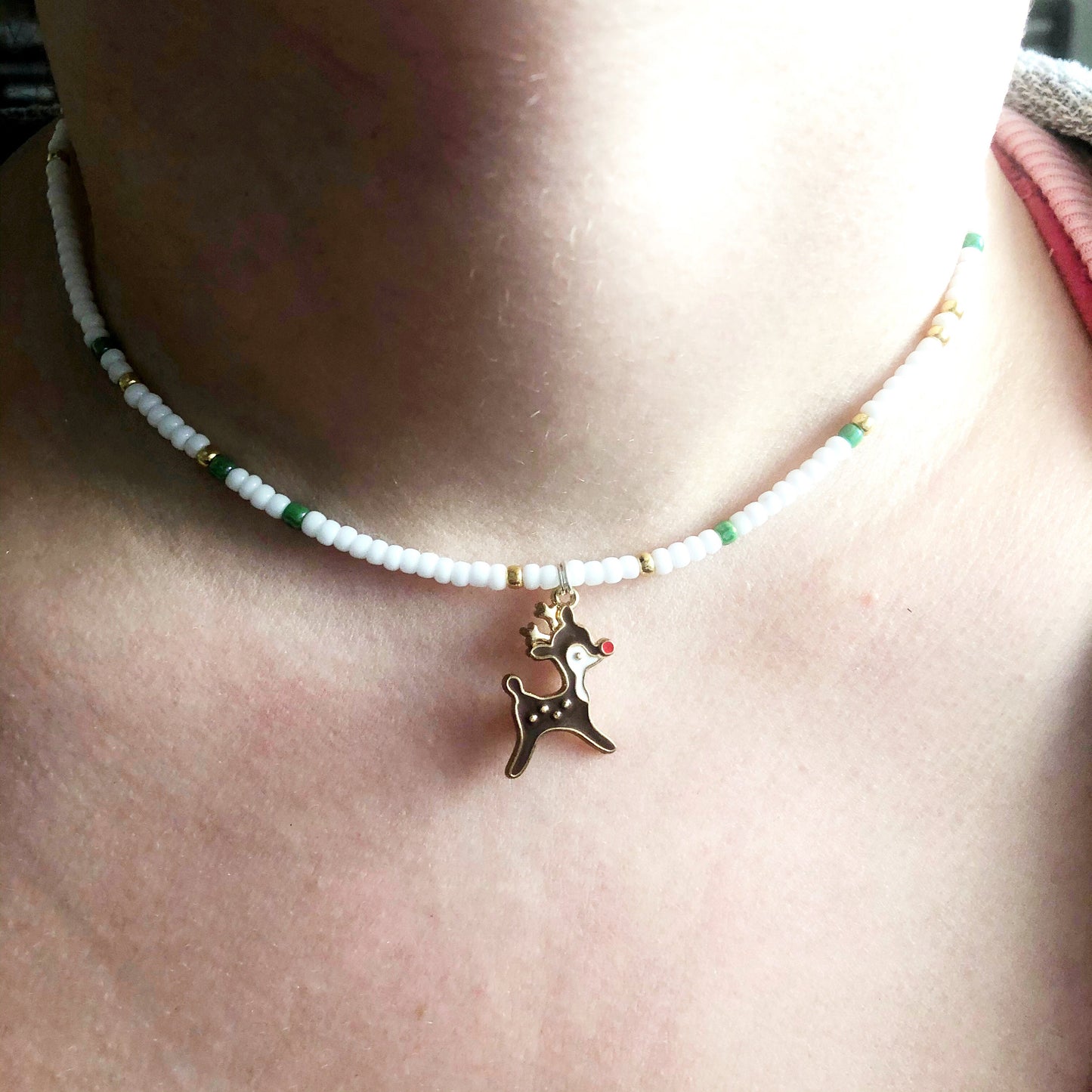 Santa & Reindeer Beaded Choker | Choker Necklace | Christmas Necklace | Christmas Jewelry