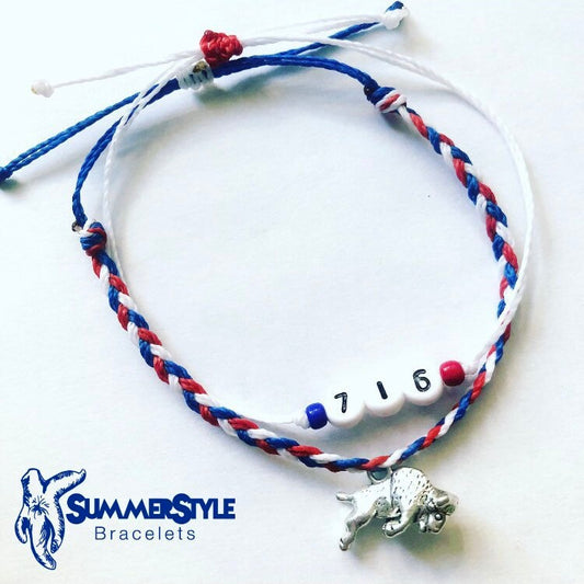 Buffalo Love Adjustable Waterproof Bracelet Pack, Buffalo NY Gift, Buffalo Bracelet, Wax Cord Bracelet, Waterproof Cord