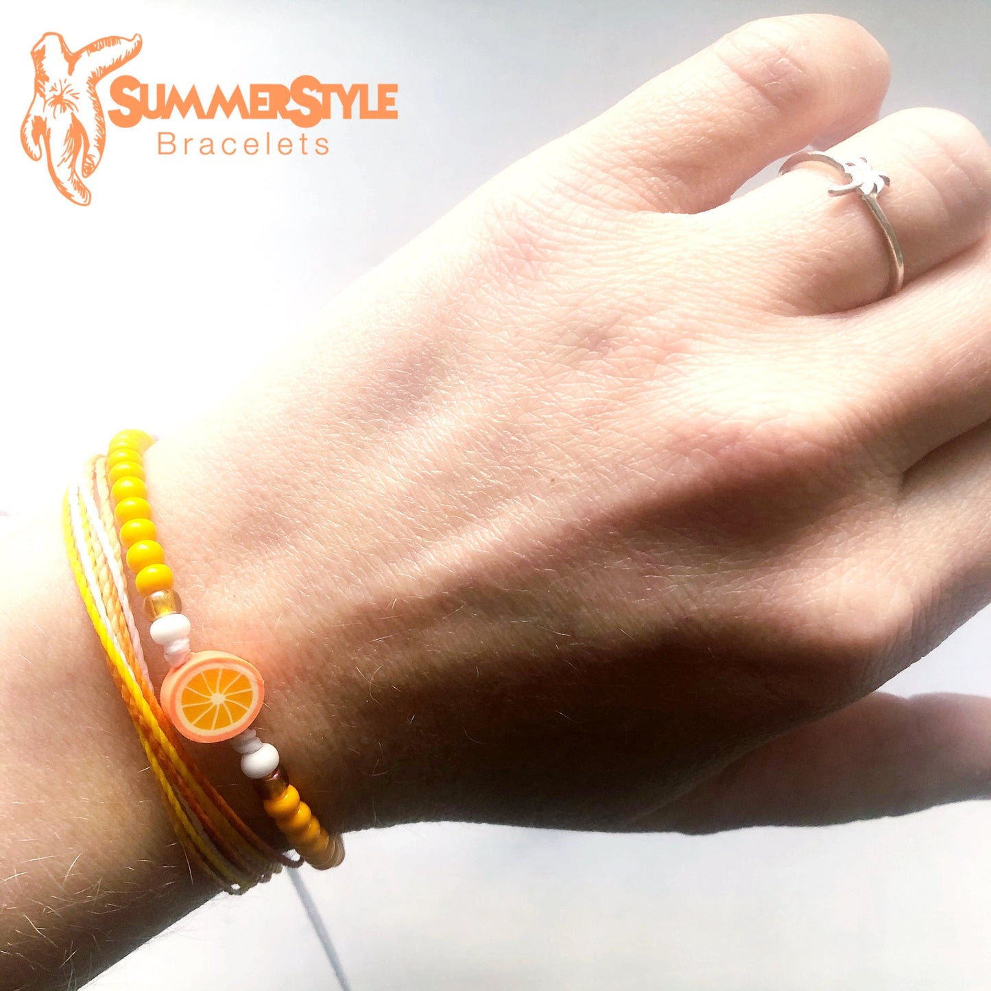 OJ in the AM Adjustable Waterproof Bracelet Pack, Orange Gift, Orange Bracelet, Wax Cord Bracelet, Waterproof Cord