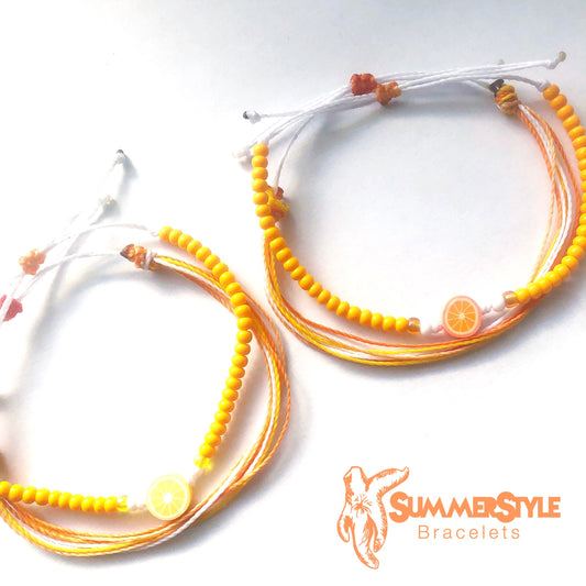 OJ in the AM Adjustable Waterproof Bracelet Pack, Orange Gift, Orange Bracelet, Wax Cord Bracelet, Waterproof Cord