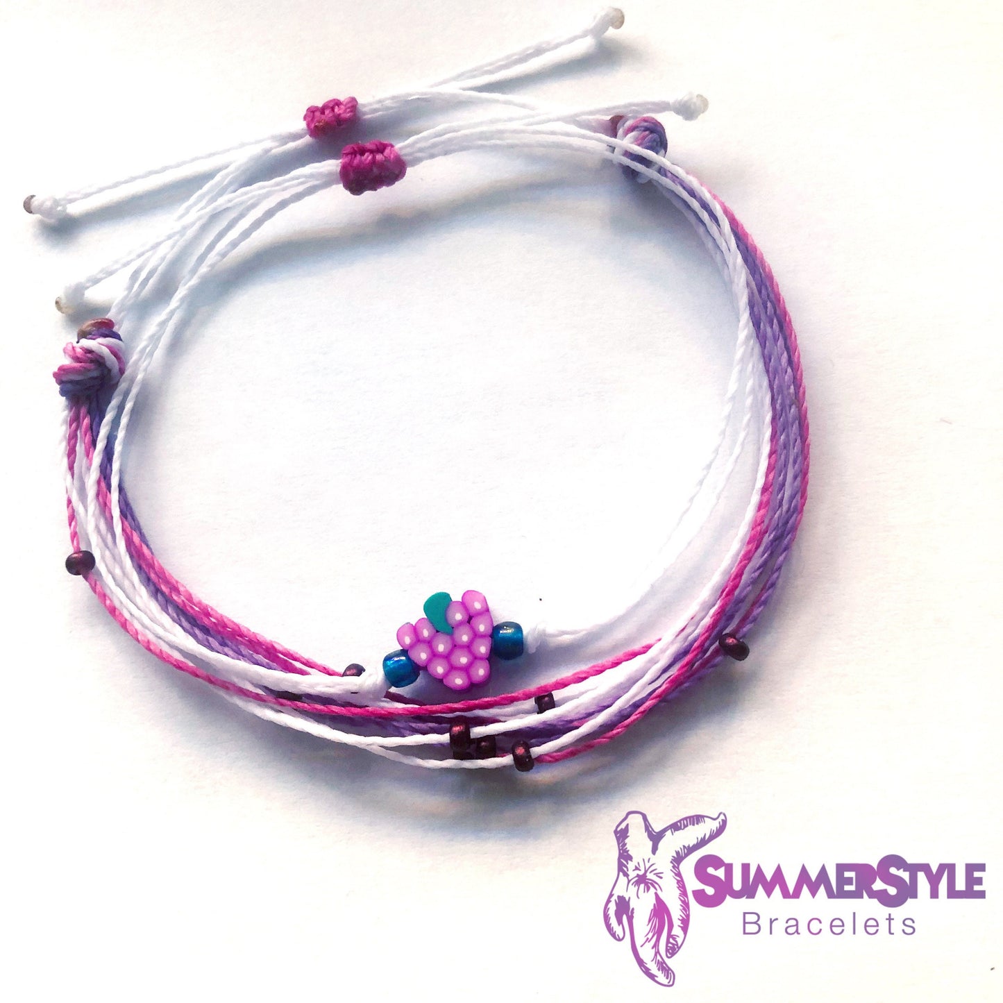 Grapes are my Jam Adjustable Waterproof Bracelet Pack, Grape Gift, Grape Bracelet, Wax Cord Bracelet, Waterproof Cord