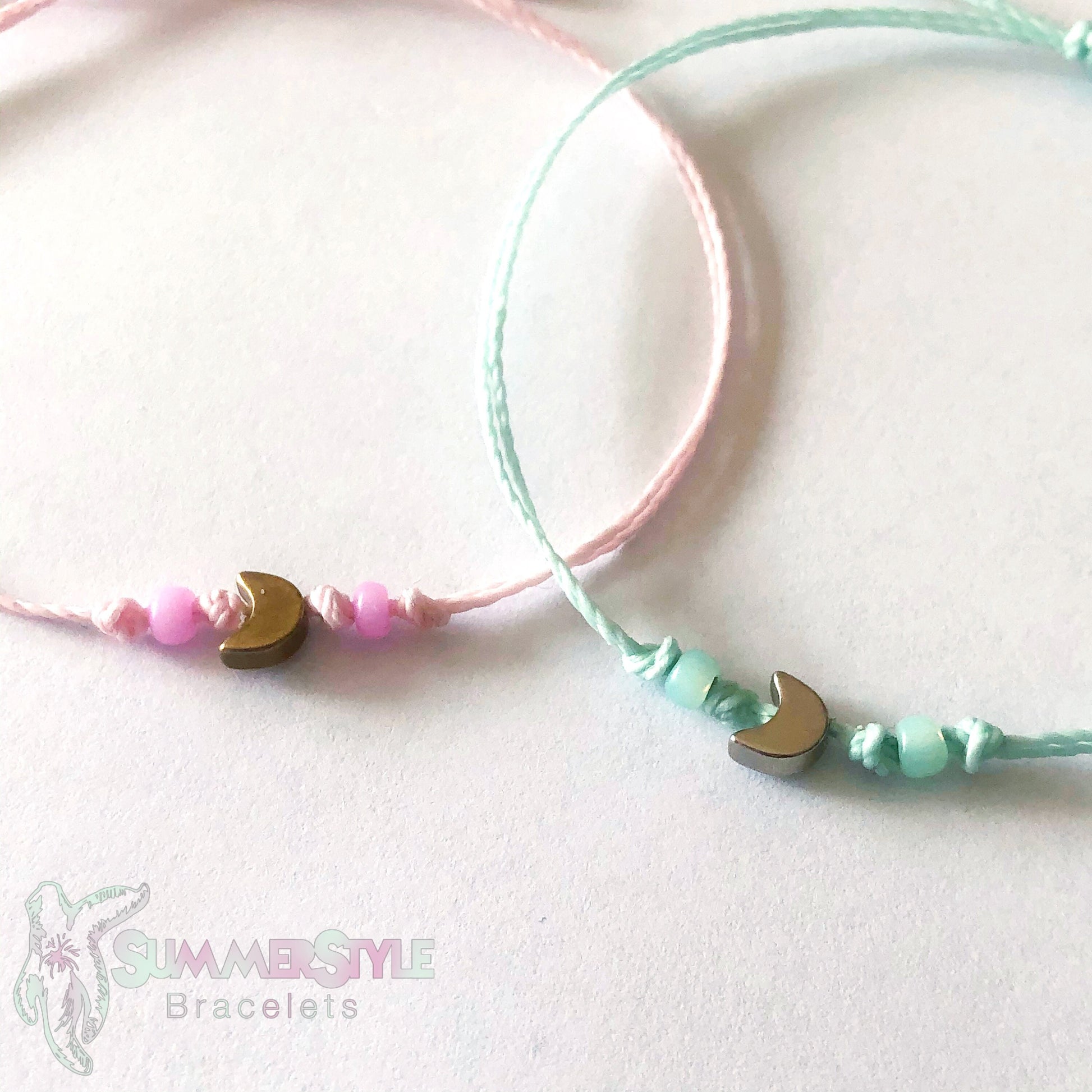 Mini Moon Custom Adjustable Waterproof Bracelet, Moon Bracelet, Moon Gift, Wax Cord Bracelet, Waterproof Cord