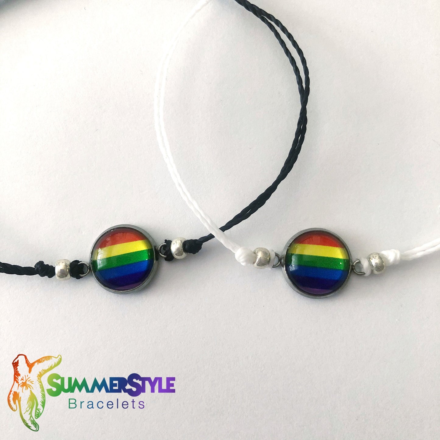 Pride Adjustable Waterproof Bracelet, Pride Bracelet, Cabochon Jewelry, Wax Cord Bracelet, Waterproof Cord