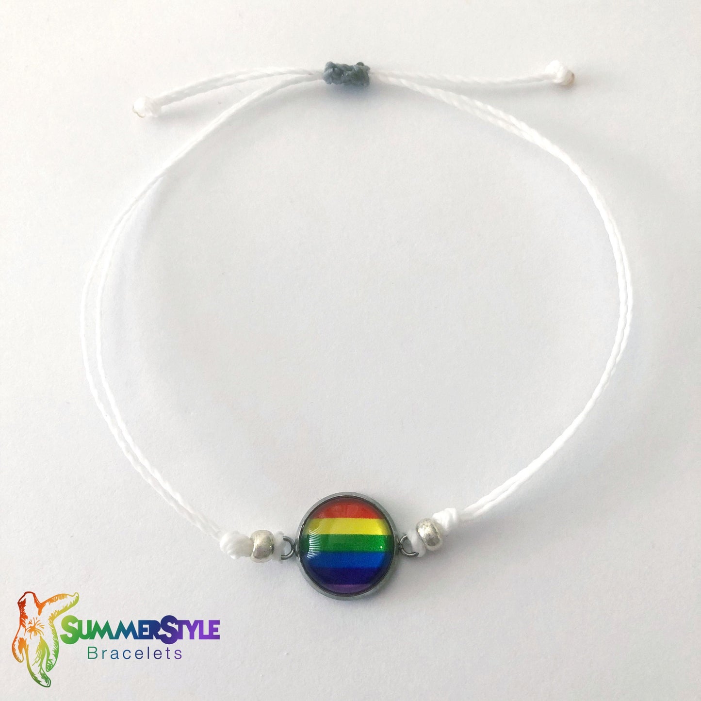 Pride Adjustable Waterproof Bracelet, Pride Bracelet, Cabochon Jewelry, Wax Cord Bracelet, Waterproof Cord