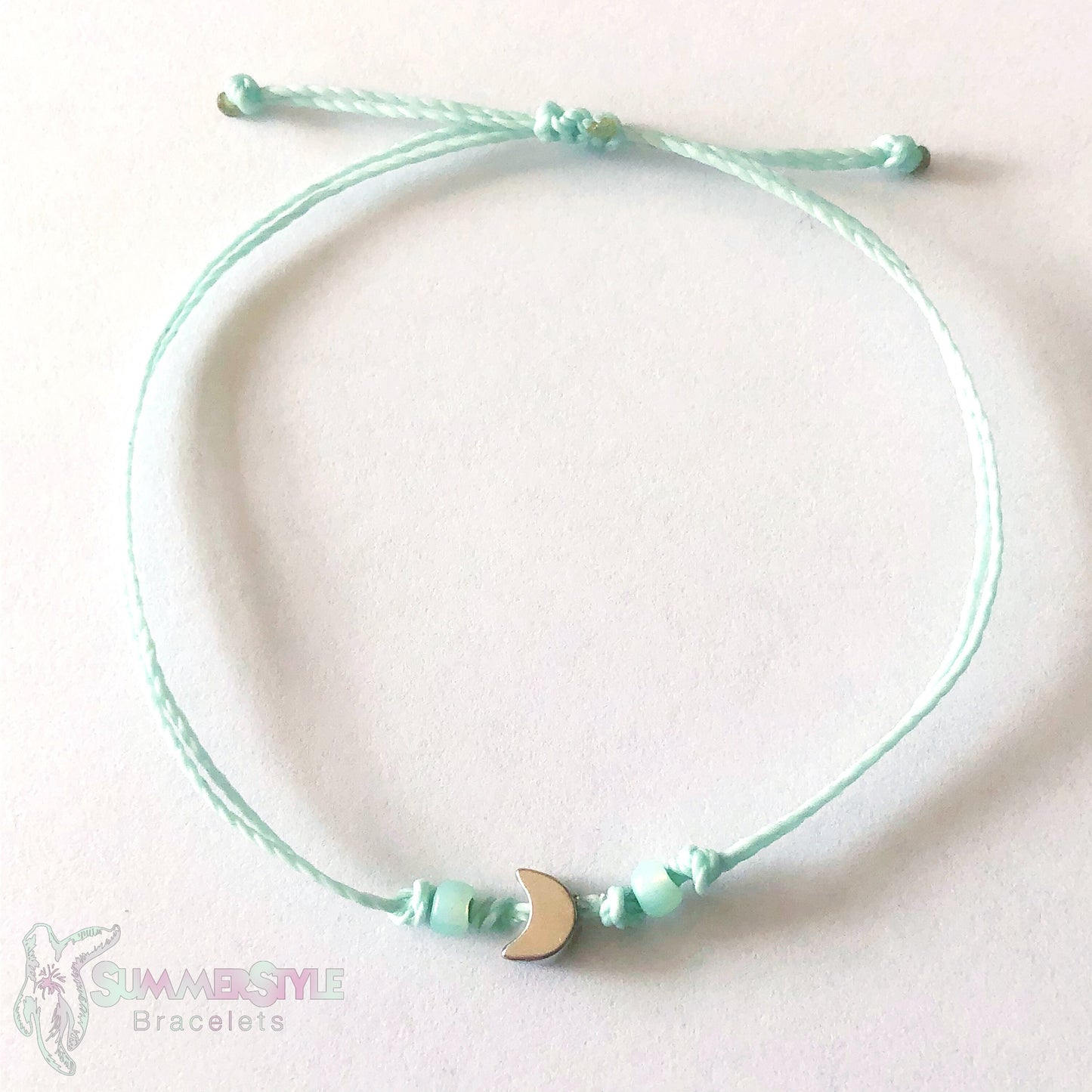 Mini Moon Custom Adjustable Waterproof Bracelet, Moon Bracelet, Moon Gift, Wax Cord Bracelet, Waterproof Cord