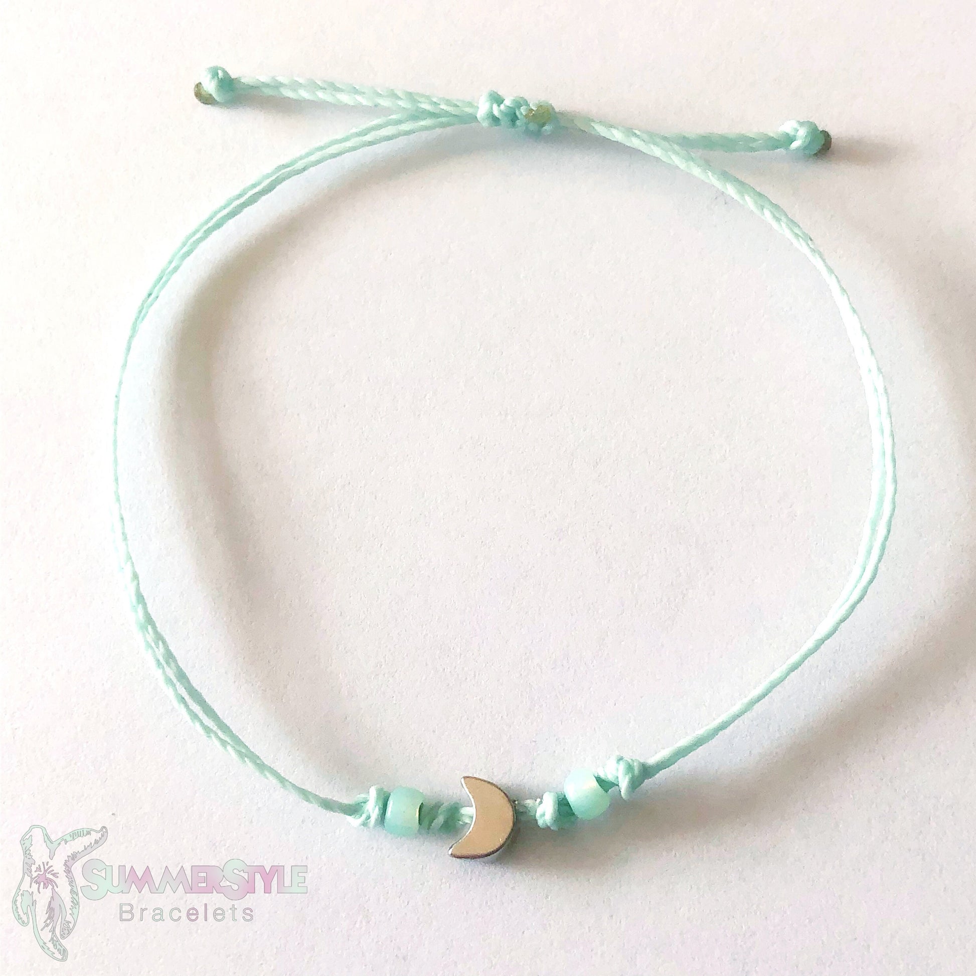 Mini Moon Custom Adjustable Waterproof Bracelet, Moon Bracelet, Moon Gift, Wax Cord Bracelet, Waterproof Cord