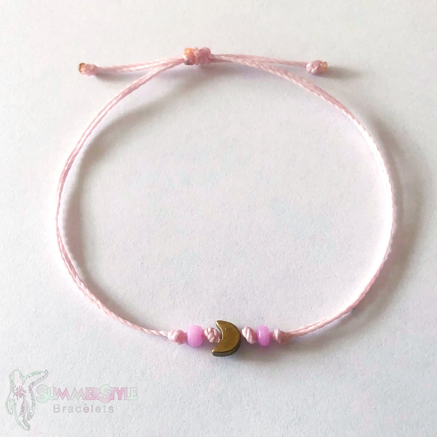 Mini Moon Custom Adjustable Waterproof Bracelet, Moon Bracelet, Moon Gift, Wax Cord Bracelet, Waterproof Cord