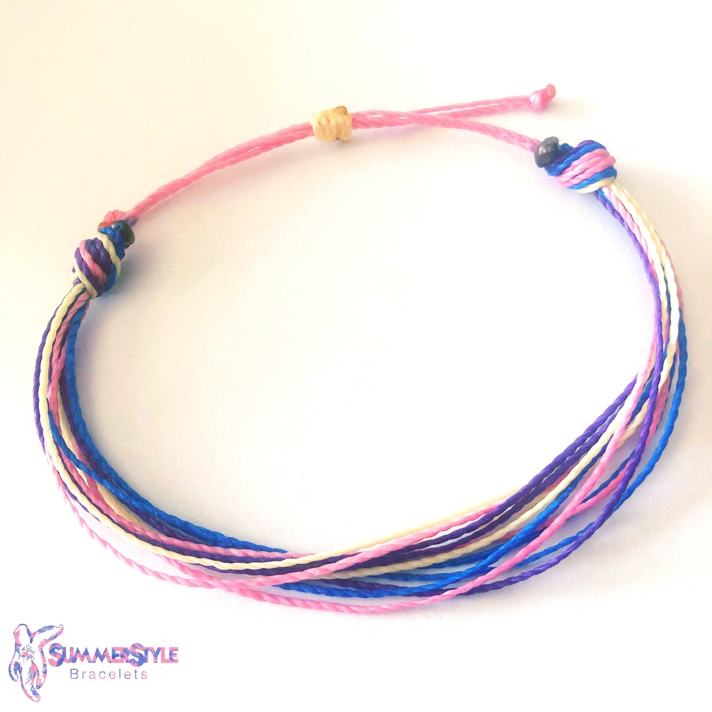 Pink Rainbow Butterfly Adjustable Waterproof Bracelet Pack, Butterfly Gift, Butterfly Bracelet, Wax Cord Bracelet