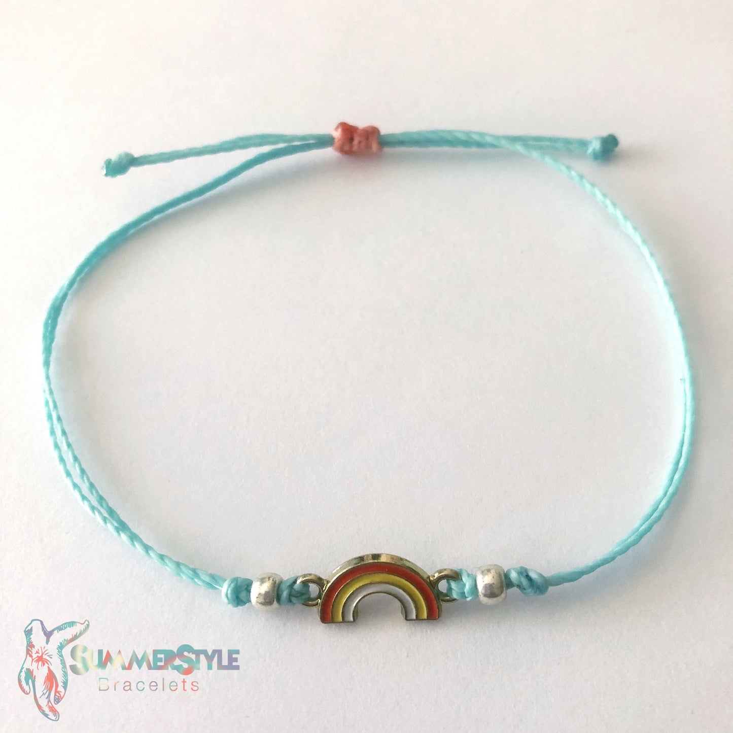 Pastel Rainbow Adjustable Waterproof Bracelet Pack, Rainbow Gift, Rainbow Bracelet, Wax Cord Bracelet, Waterproof Cord