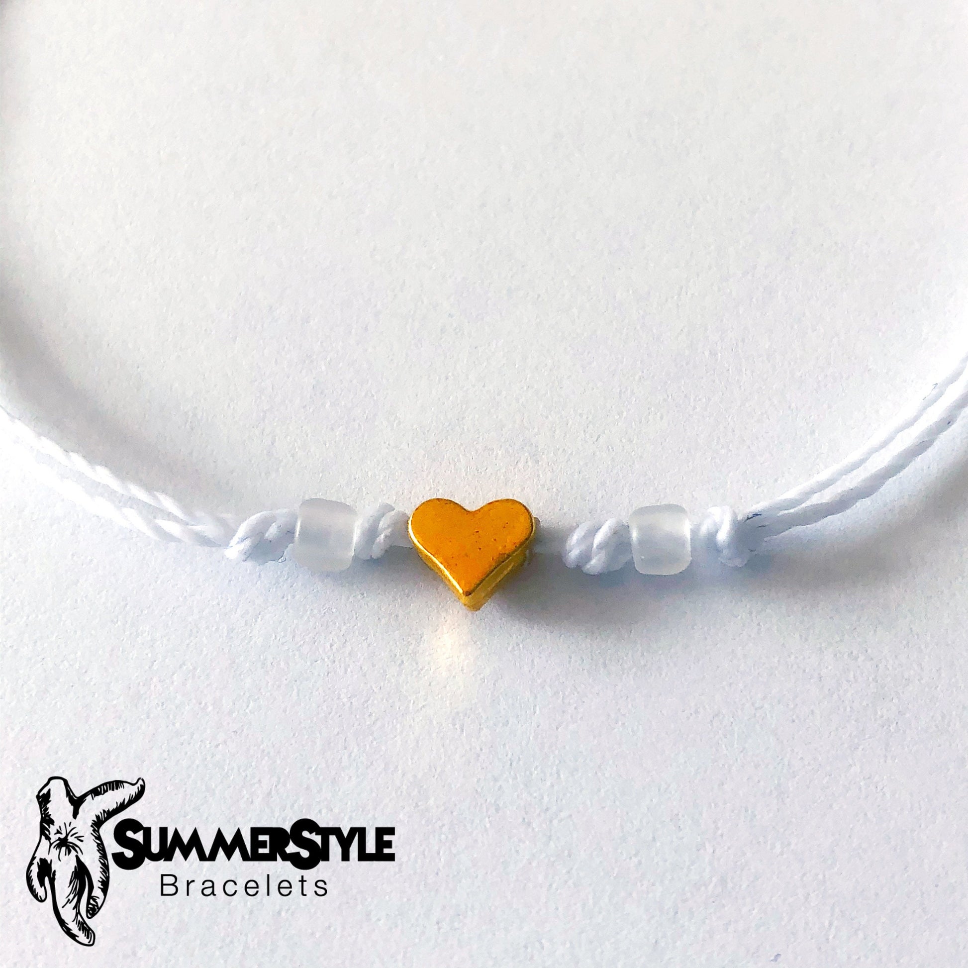 Mini Gold Heart Custom Adjustable Waterproof Bracelet, Heart Bracelet, Heart Gift, Wax Cord Bracelet, Waterproof Cord