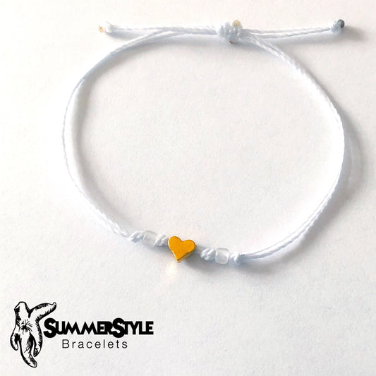 Mini Gold Heart Custom Adjustable Waterproof Bracelet, Heart Bracelet, Heart Gift, Wax Cord Bracelet, Waterproof Cord