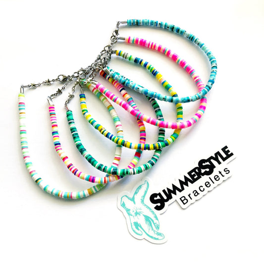 Tropical Multicolor Beaded Anklets, Star Chain, Ankle Bracelet, Heishi Anklet, SummerStyle Bracelets