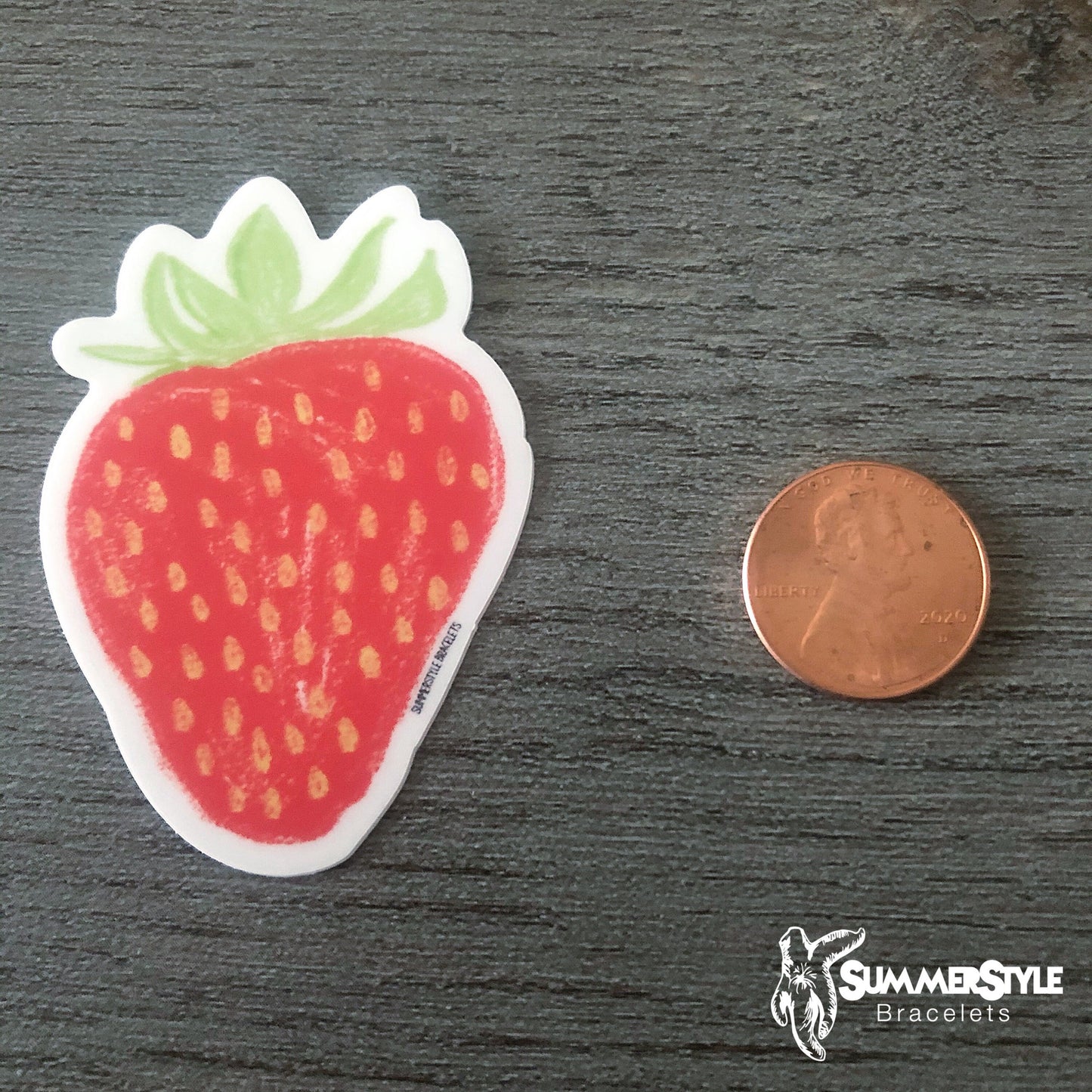 Sweet Strawberry Waterproof Sticker, Strawberry Sticker, Waterproof Decals, Stickers, Water Bottle Stickers, SummerStyle Bracelets