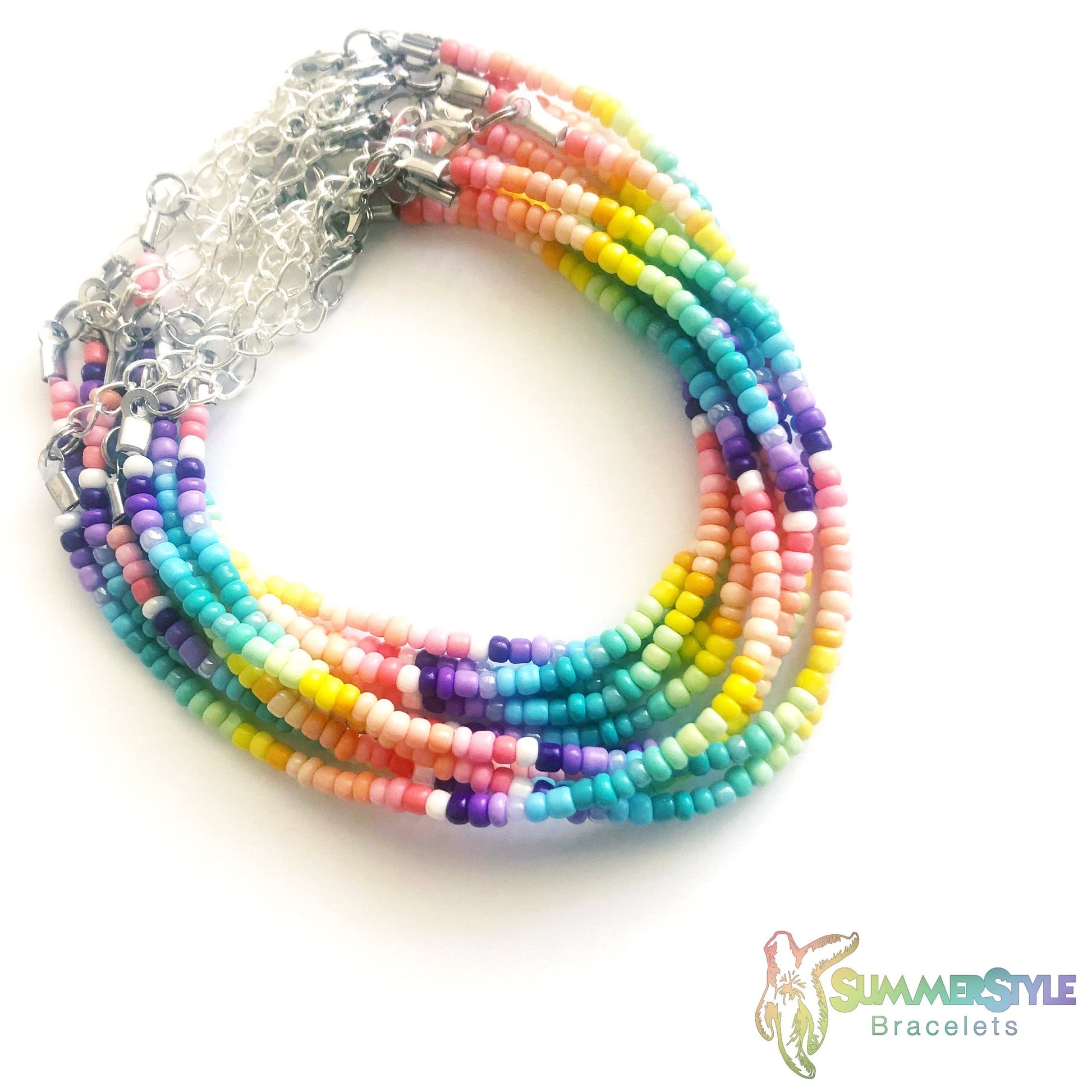 Ombré Rainbow Beaded Anklets, Ankle Bracelet, Seed Bead Anklet, Rainbow Anklet, SummerStyle Bracelets