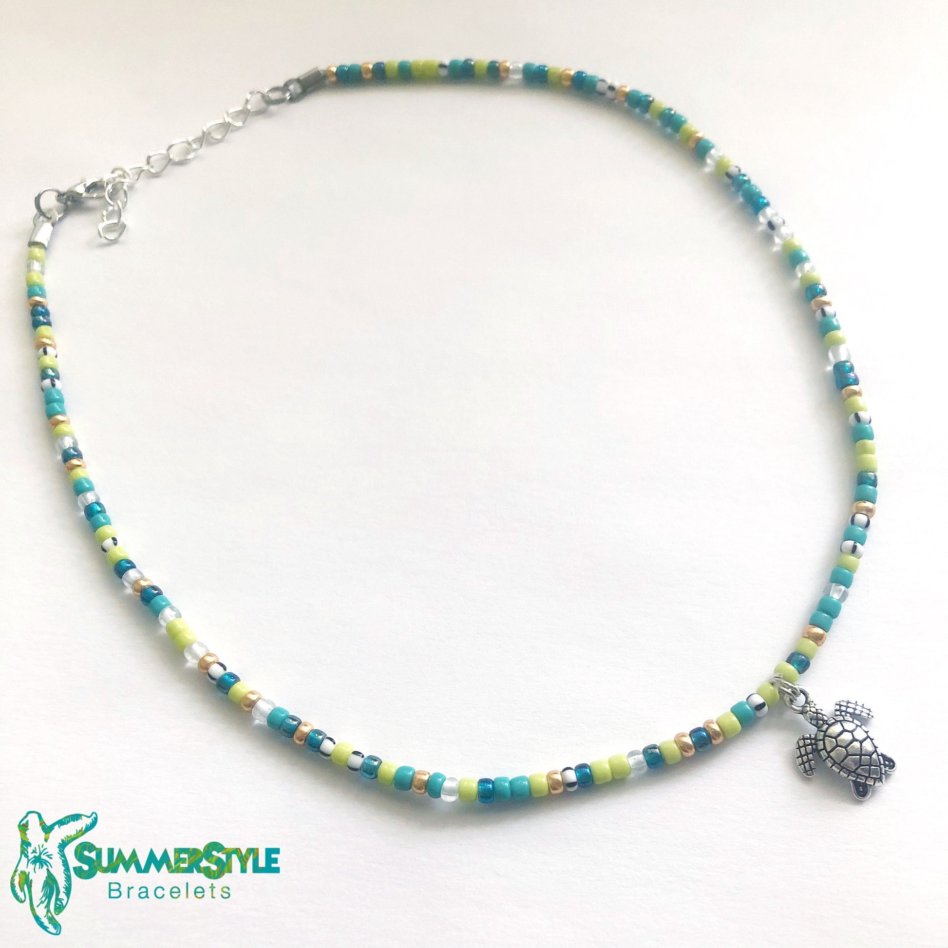 Turtle Reef Beaded Choker, Choker Necklace, Seed Bead Choker, Turtle Jewelry, SummerStyle Bracelets