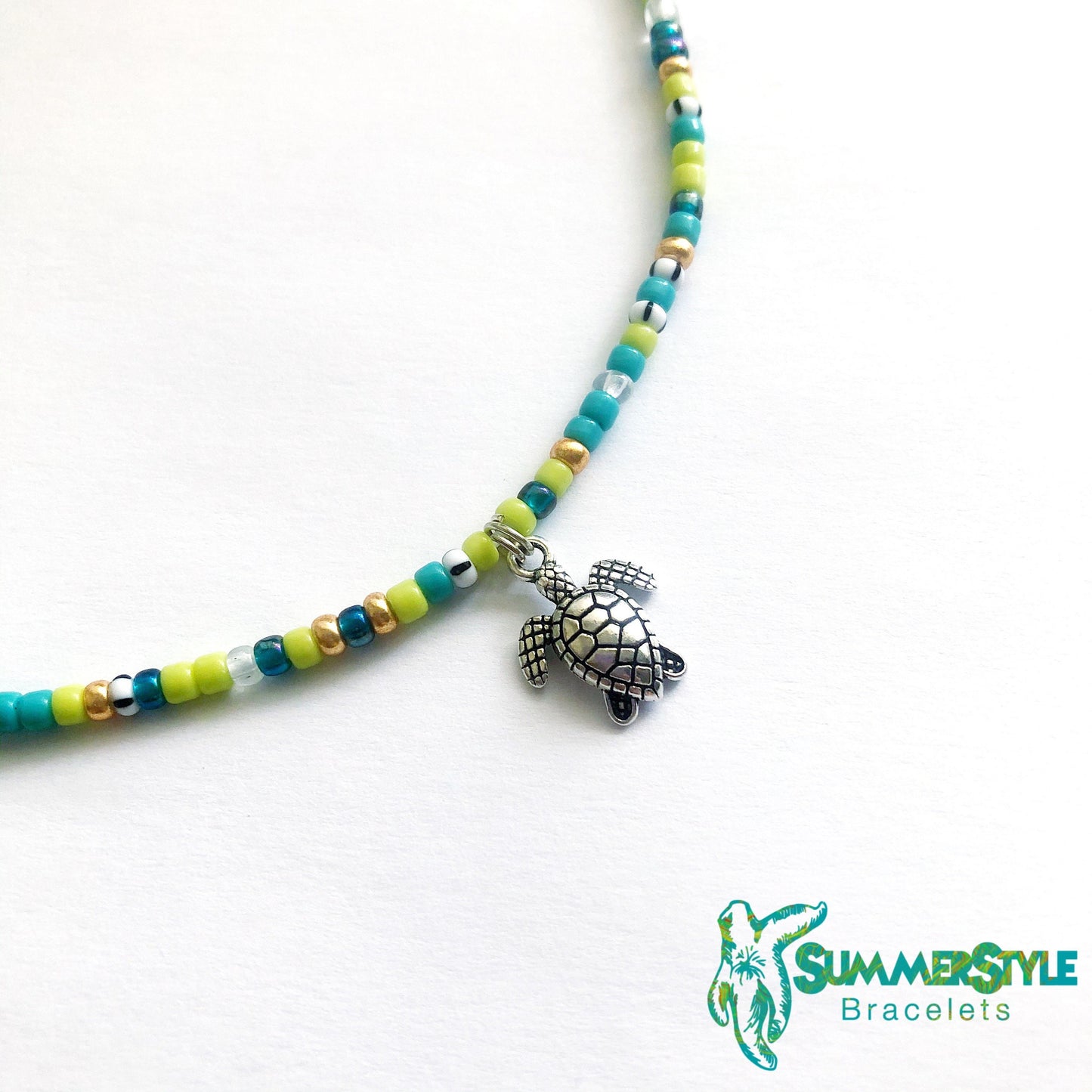 Turtle Reef Beaded Choker, Choker Necklace, Seed Bead Choker, Turtle Jewelry, SummerStyle Bracelets